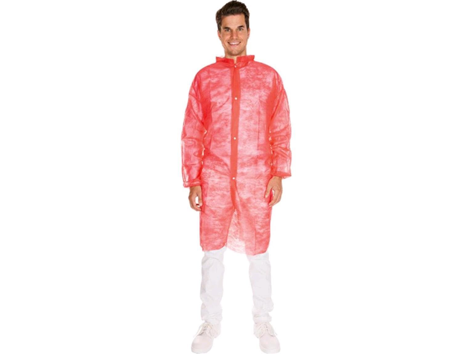 Blouse visiteur polaire PP 30 g/m², taille XXXL rouge, longueur 110 cm, respirante