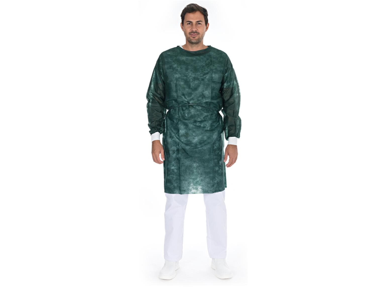 Cappotto in pile PP 40gm2, taglia L, verde, con polsini in maglia sulle maniche,