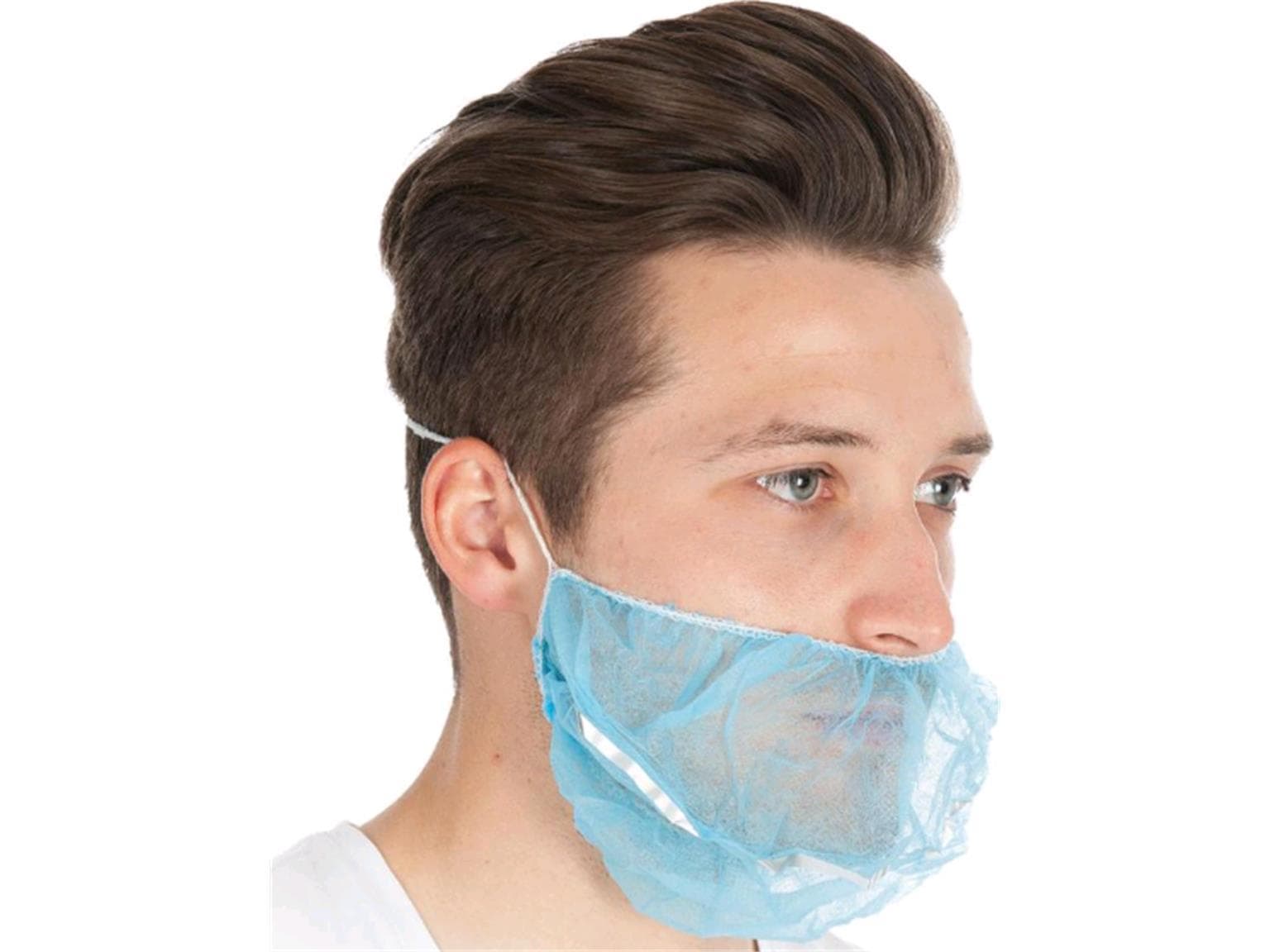 Protection de barbe détectable en polaire PP, bleu, 40 x 20 cm