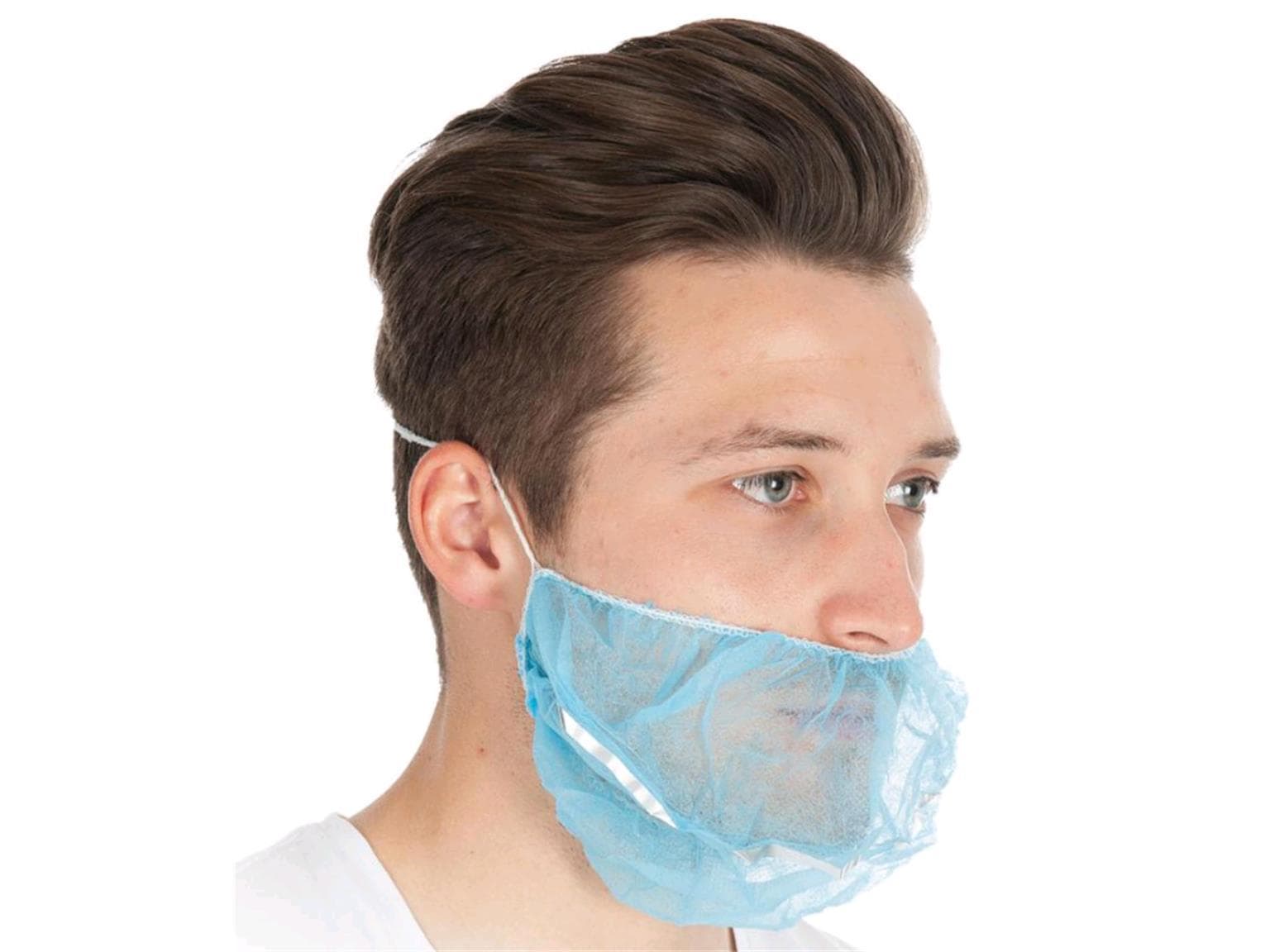 Protection de barbe détectable en polaire PP, bleu, 50 x 30 cm