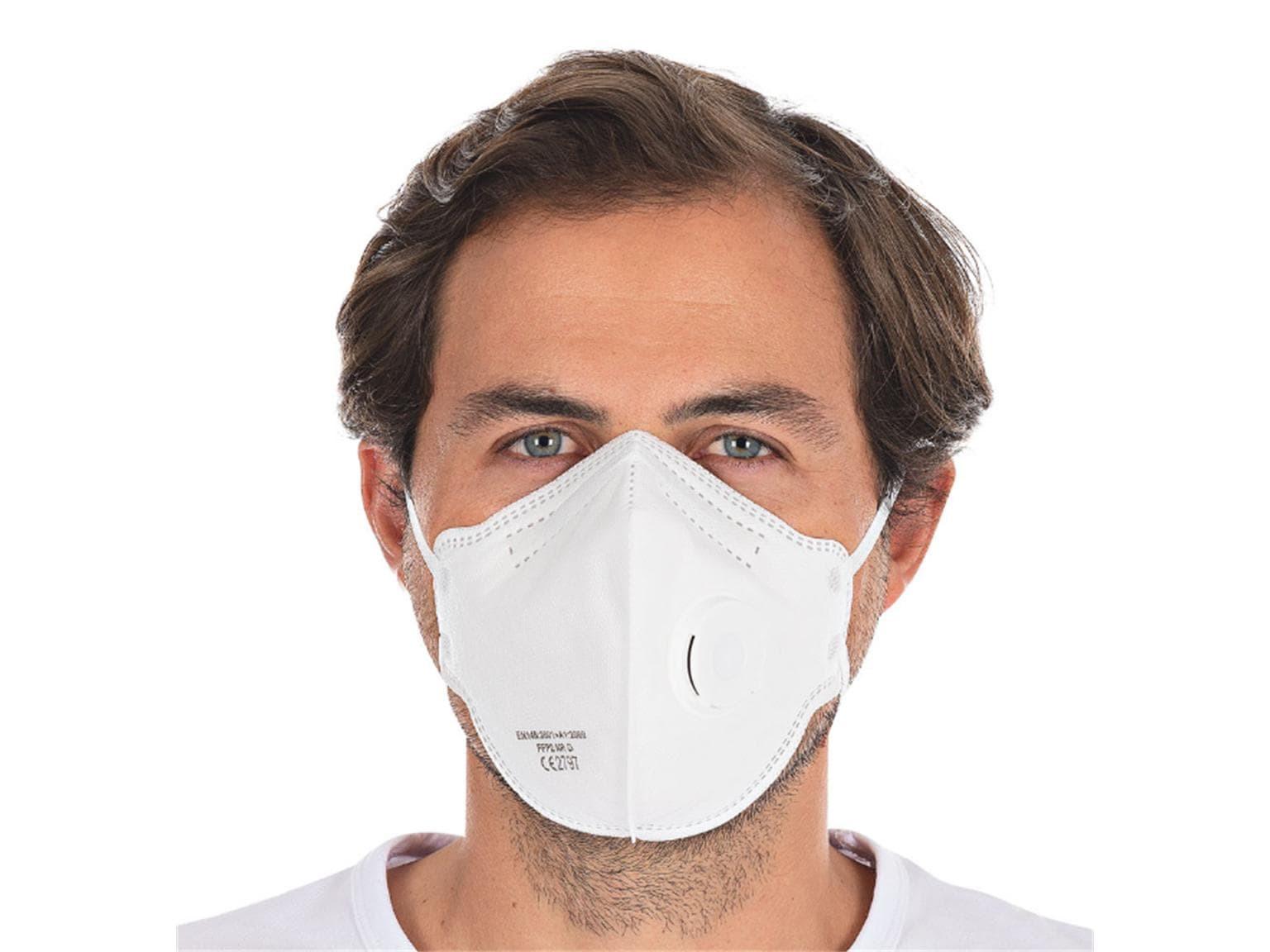 Masque respiratoire FFP2 avec valve, blanc EN 149:2001+A1:2009, pliable,