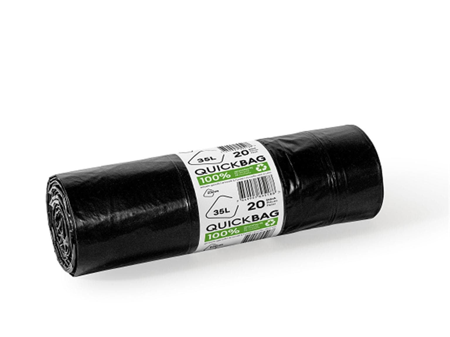 Sacco spazzatura Quick-Bag 35Lt. Riciclaggio 575 x 600 + 50 mm, con coulisse, singolo,