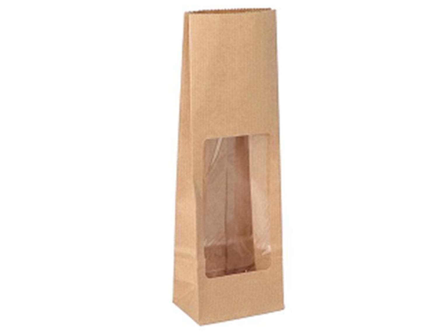 Sachet à fond plat en papier kraft brun, à nervures serrées, 105 + 65 x 270 mm, 500 g,