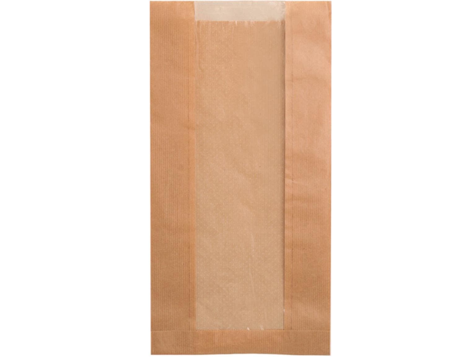 Sachet transparent en papier kraft brun, à nervures serrées, 18 x 12 x 45 cm,