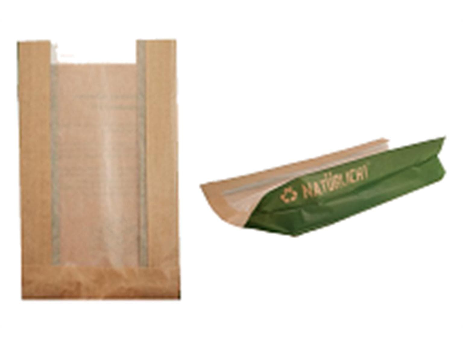 Sacchetto trasparente in carta kraft marrone, a coste strette, 20 x 9 x 48 cm,