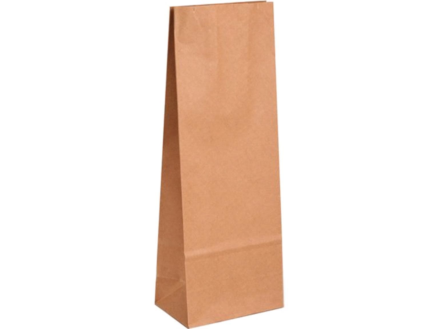 Sachet à fond plat en papier kraft brun, à nervures serrées, 105 + 65 x 280 mm, 500 g,