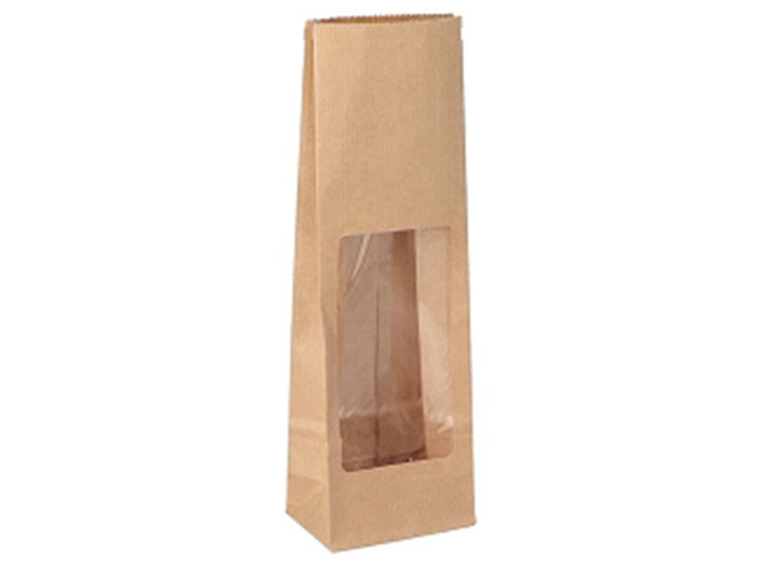 Sachet à fond plat en papier kraft brun, à nervures serrées, 80 + 50 x 245 mm, 250 g,