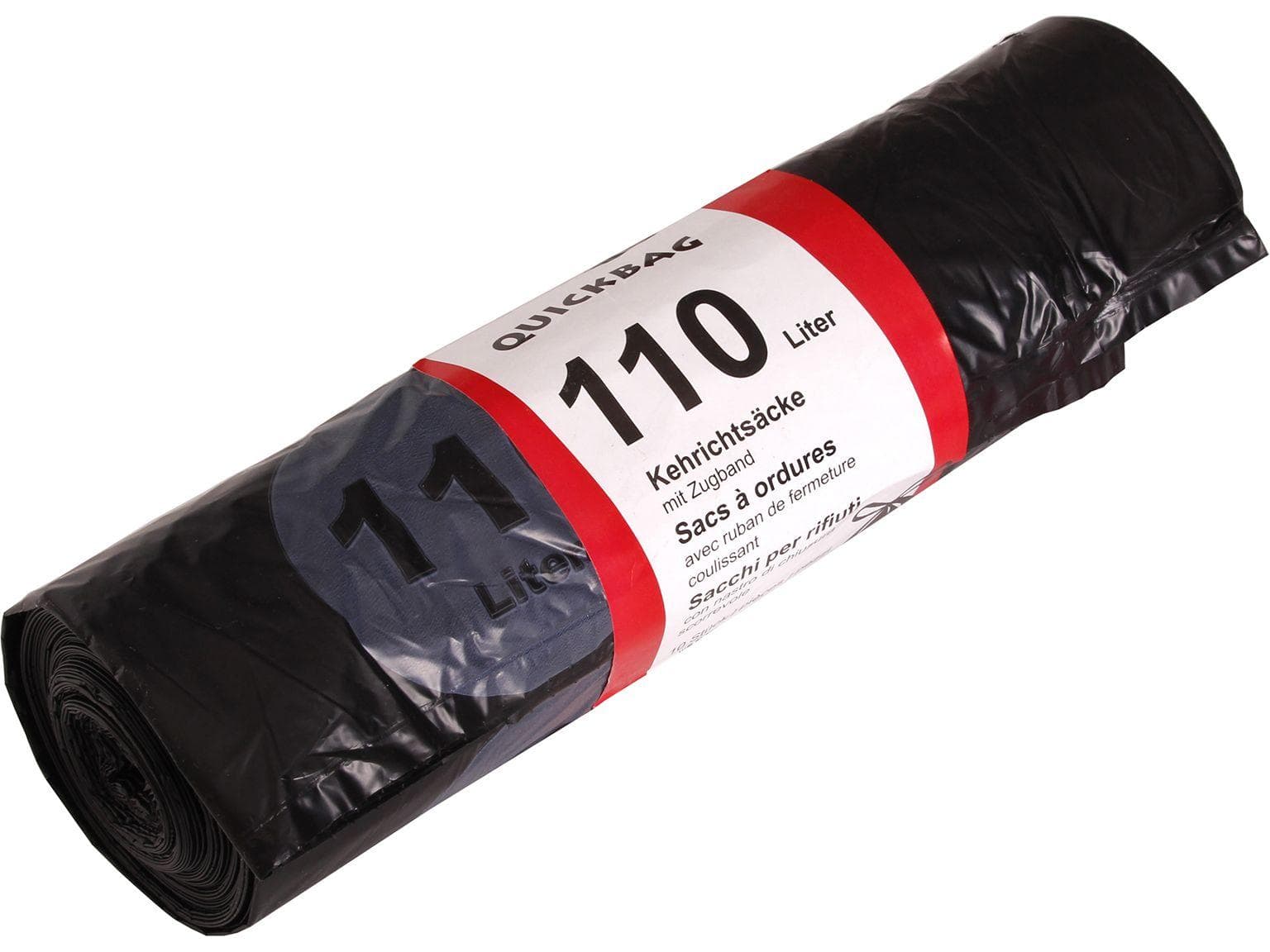 Sacco spazzatura Quick-Bag 110Lt. neutro opaco 730 x 1030 + 60 mm, con coulisse bianca
