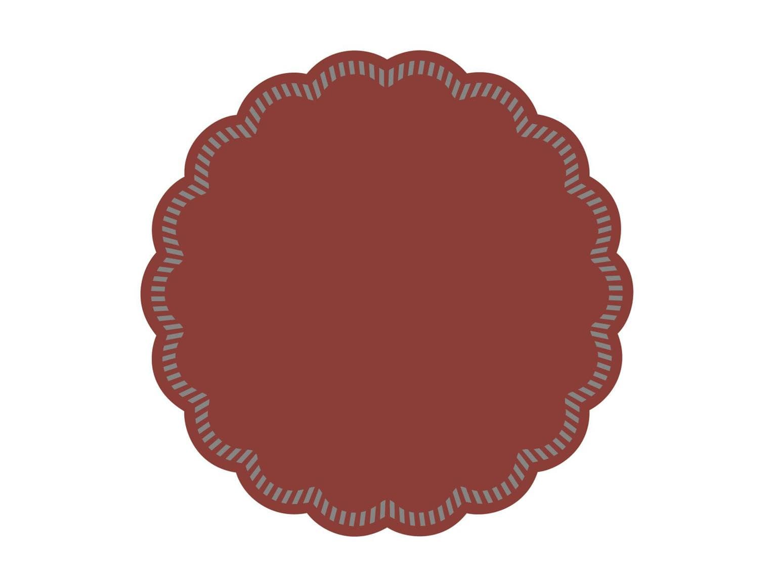 Sottobicchiere in vetro ø 90 mm rotondo, 9 strati bordeaux, ovatta di velina, bordo smerlato