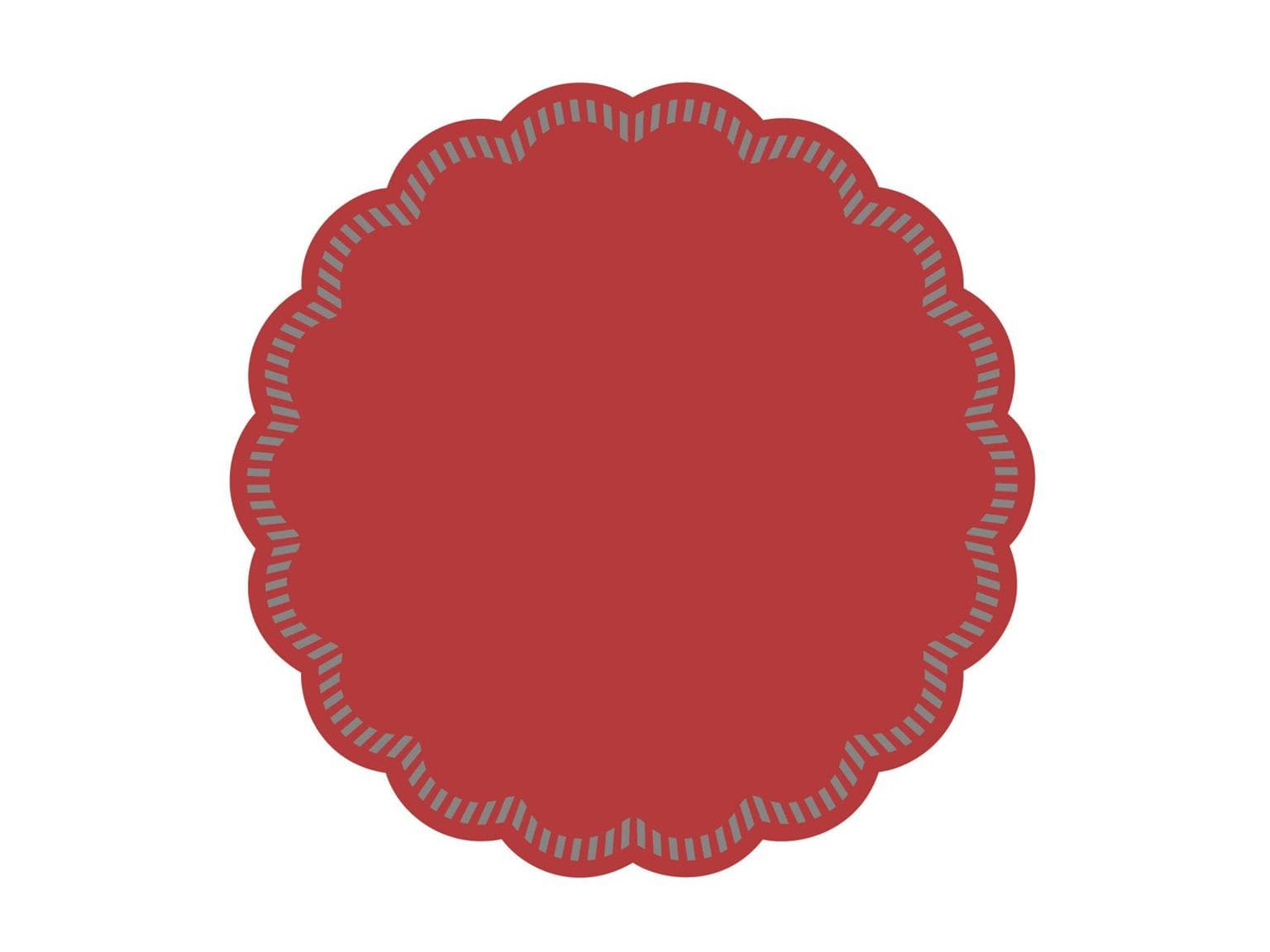 Dessous de verre rond ø 90 mm, 9 plis rouge, ouate de soie, bord festonné