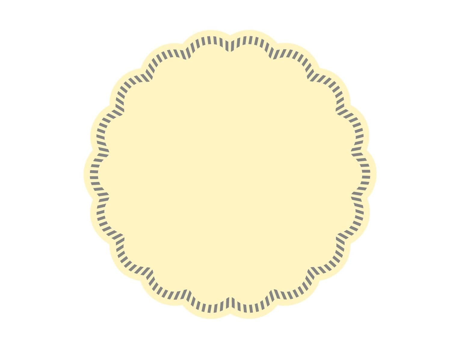 Sottobicchiere in vetro ø 90 mm rotondo, 9 strati crema, ovatta di velina, bordo smerlato