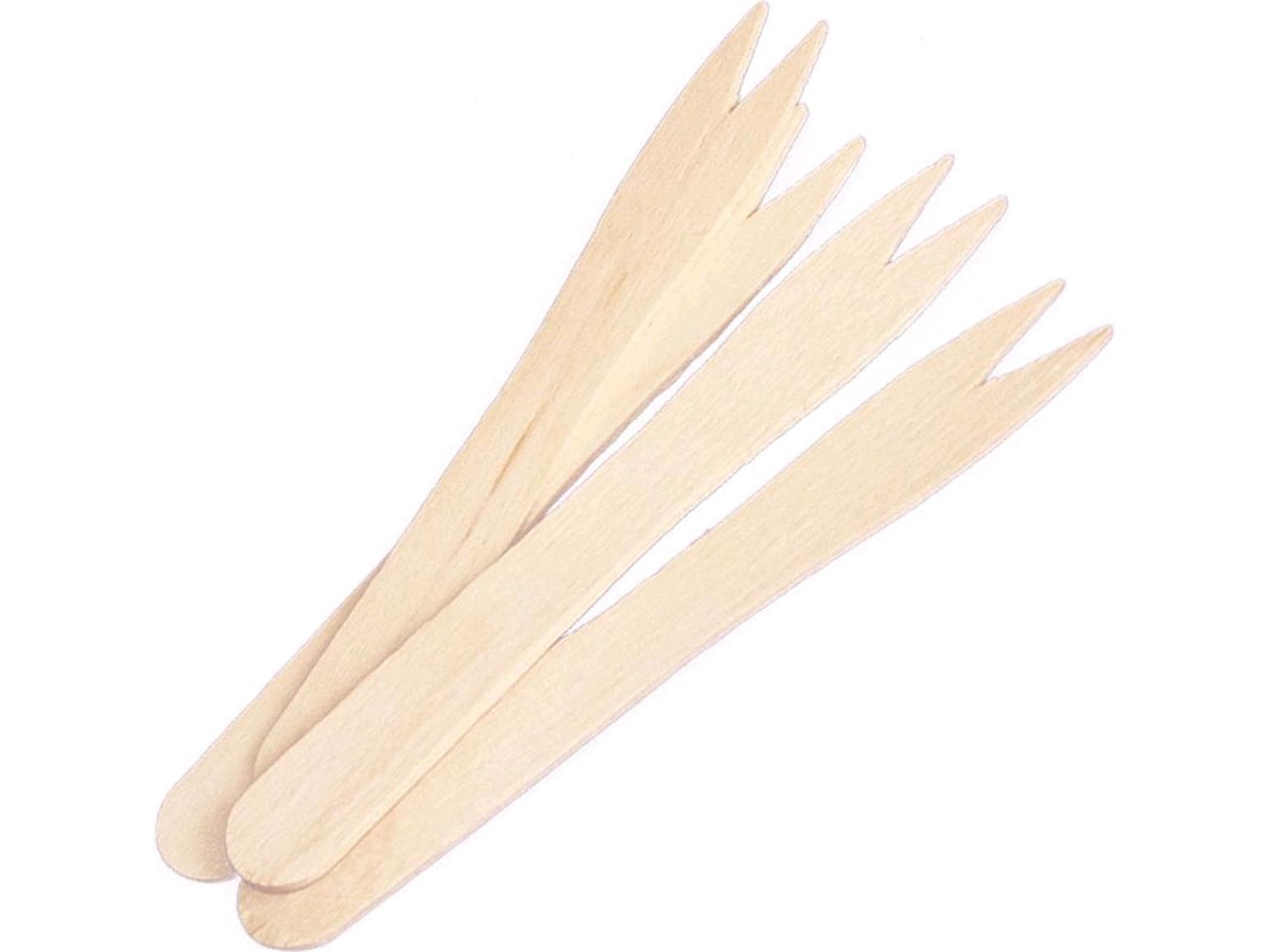 Spiedino biologico per patatine fritte in legno di betulla, lunghezza 85 mm, a due punte