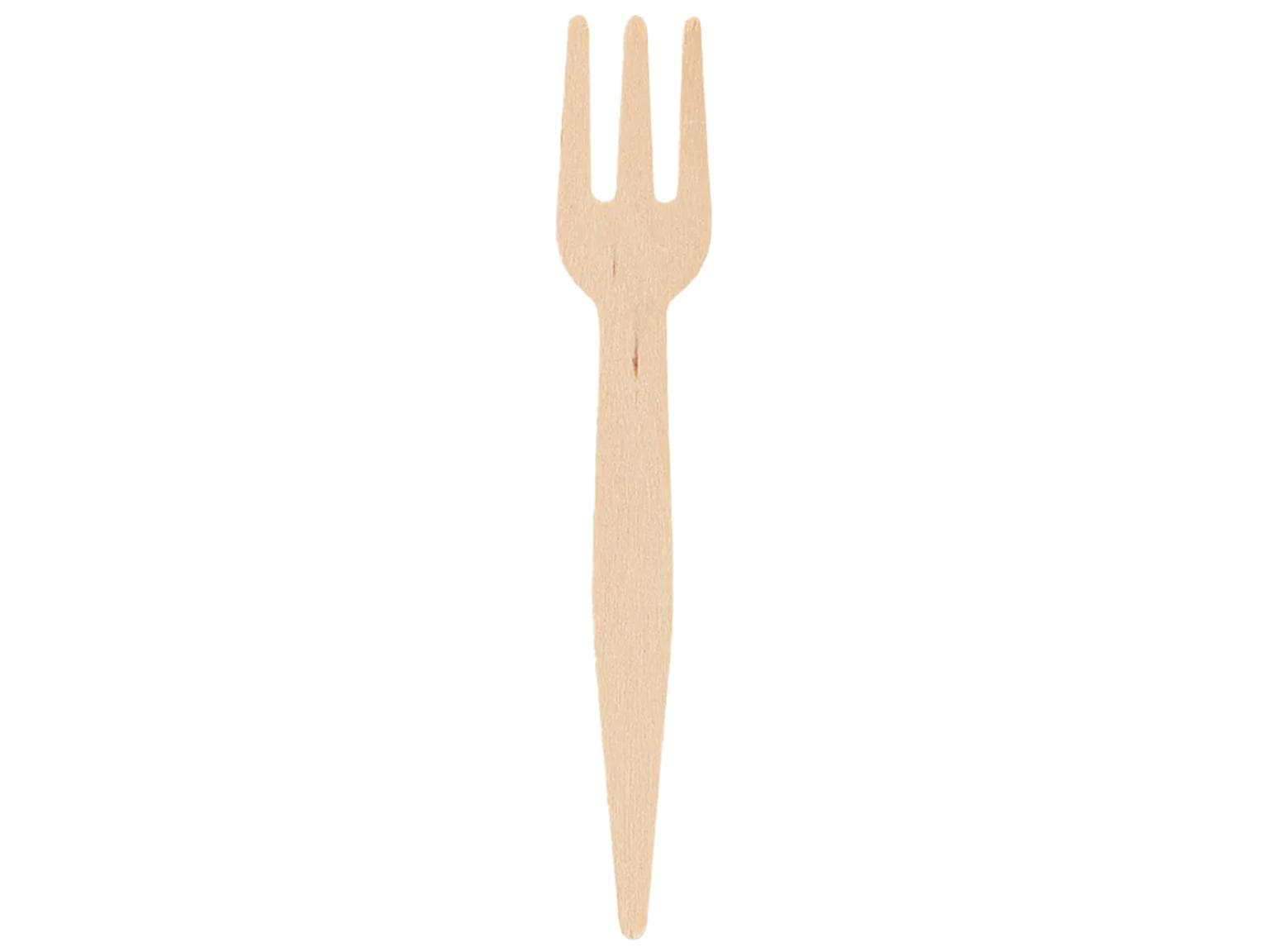 Forchetta per patatine fritte biologica in legno di betulla, lunghezza 85 mm, compostabile