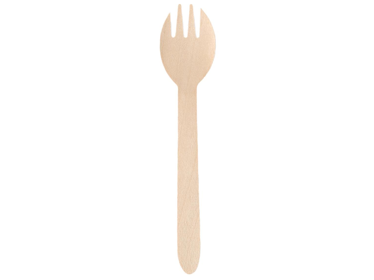 Forchetta-cucchiaio in legno di betulla, lunghezza: 15,8 cm, FSC 100%, insapore