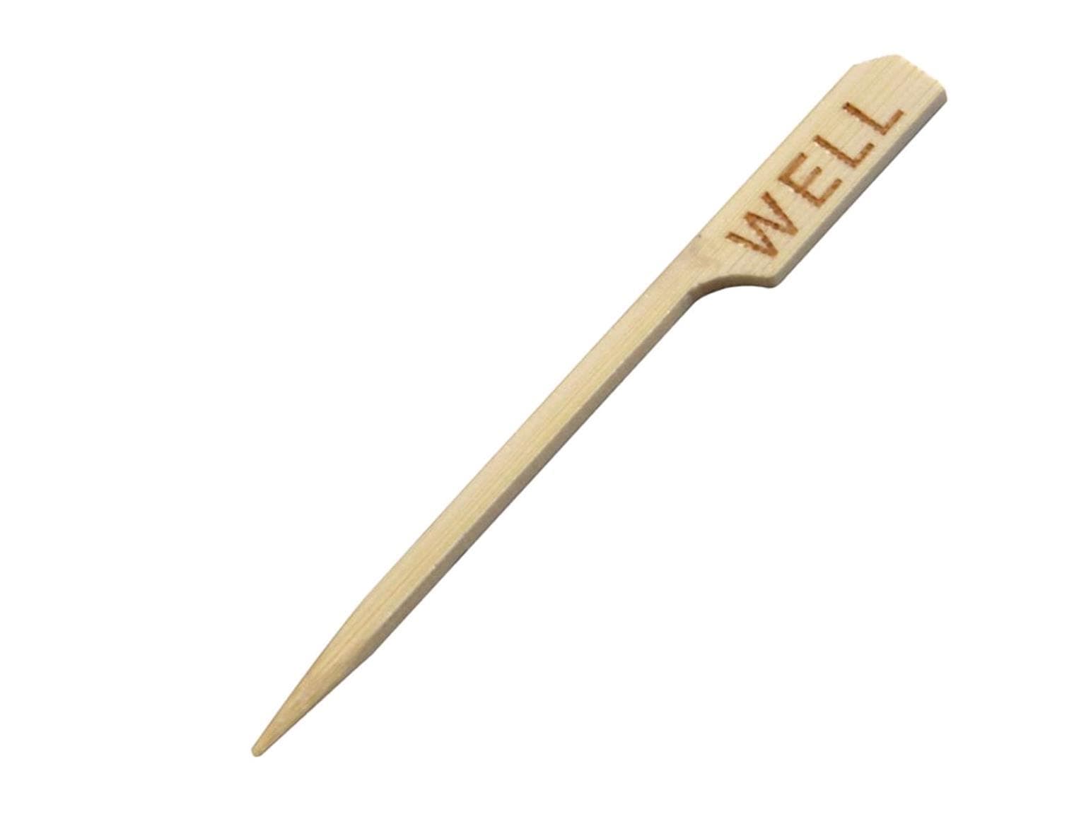 Brochette à amuse-gueules en bambou FLAG, 9 cm avec imprimé « WELL », naturel
