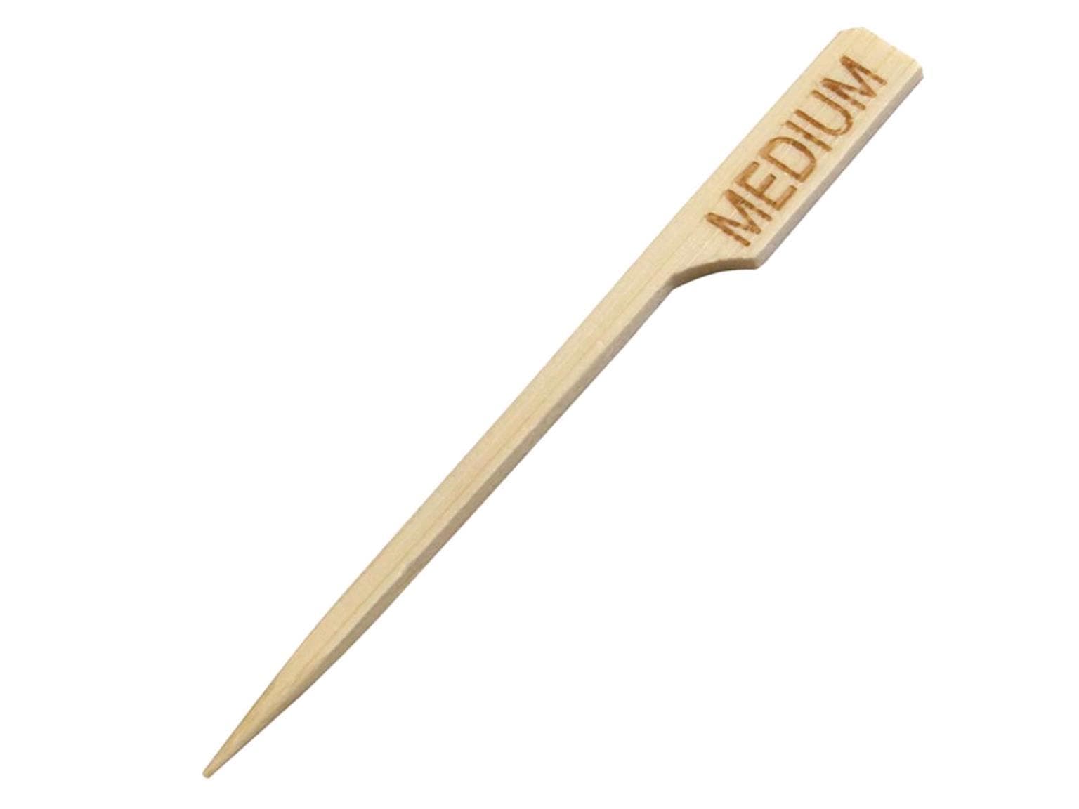 Brochette à amuse-gueules en bambou FLAG, 9 cm avec imprimé « MOYEN », naturel