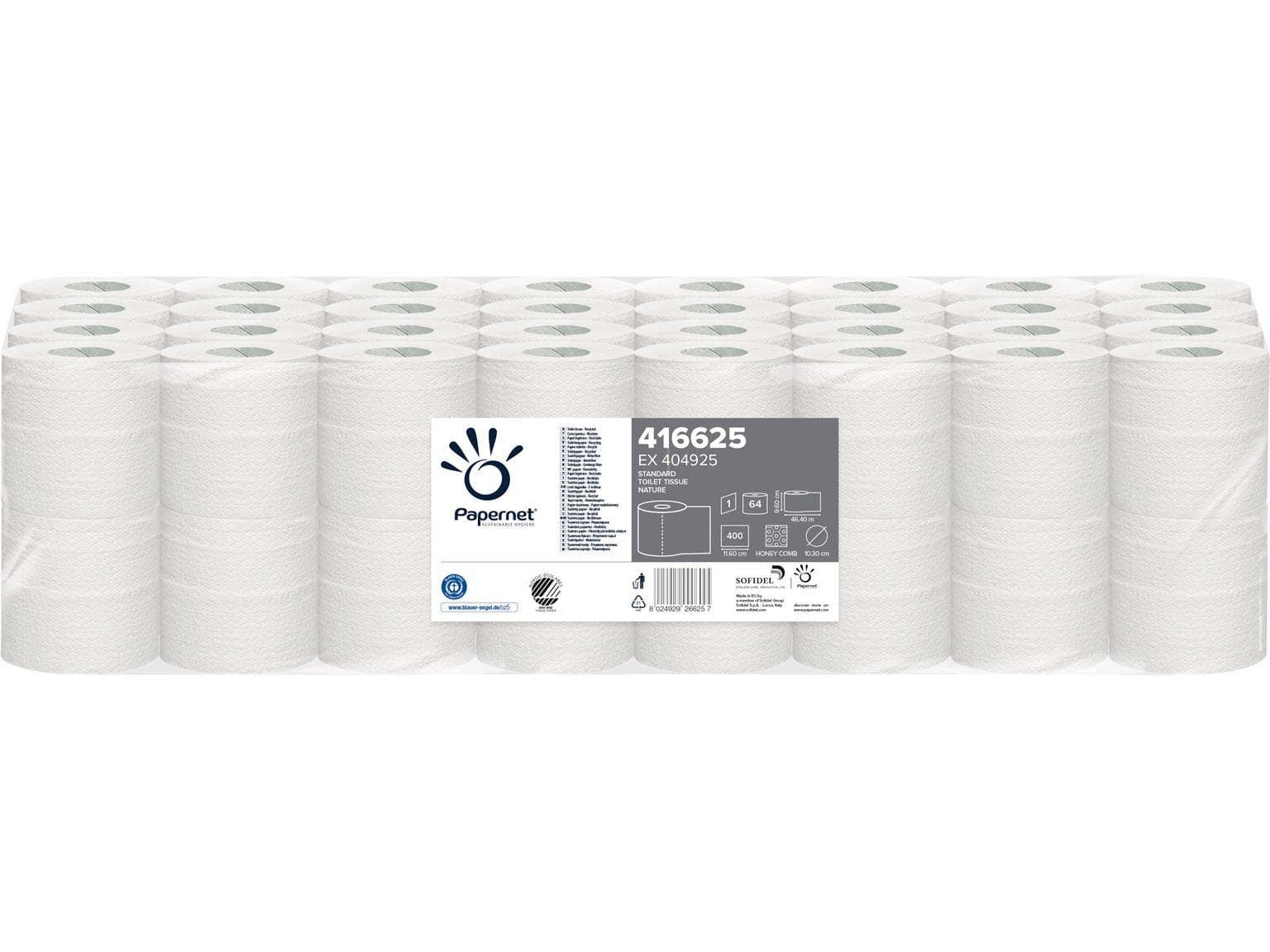 WC-Papier Uninature, 100% Recycling, 1-lagig, 400 Coupons (9.6 x 11.6 cm),