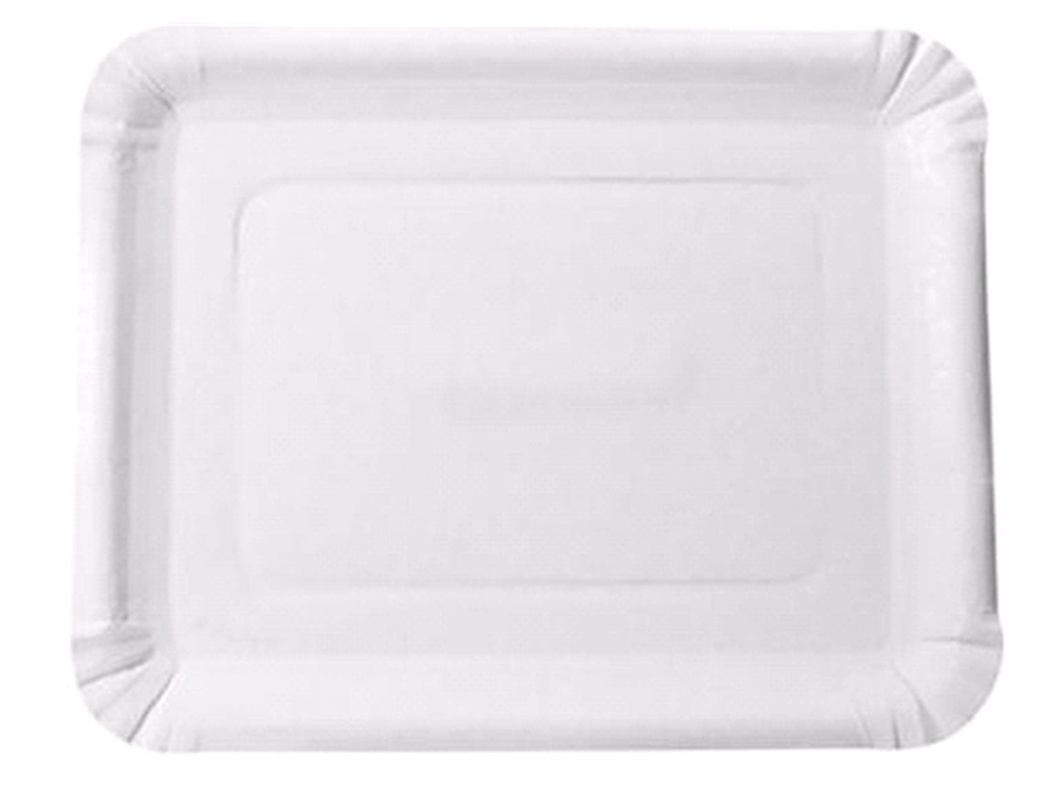 Piatto di carta organico rettangolare, 10 x 16 cm, bianco, non patinato