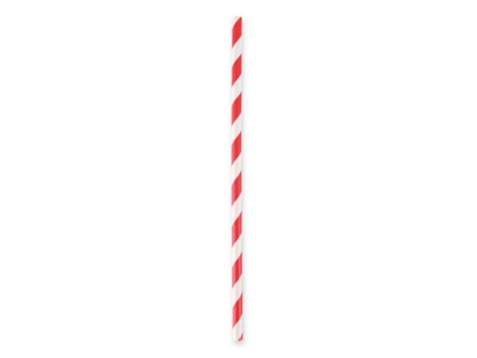 Cannucce di carta dritte, ø 6 mm, lunghezza 197 mm, colore a righe rosse/bianche,