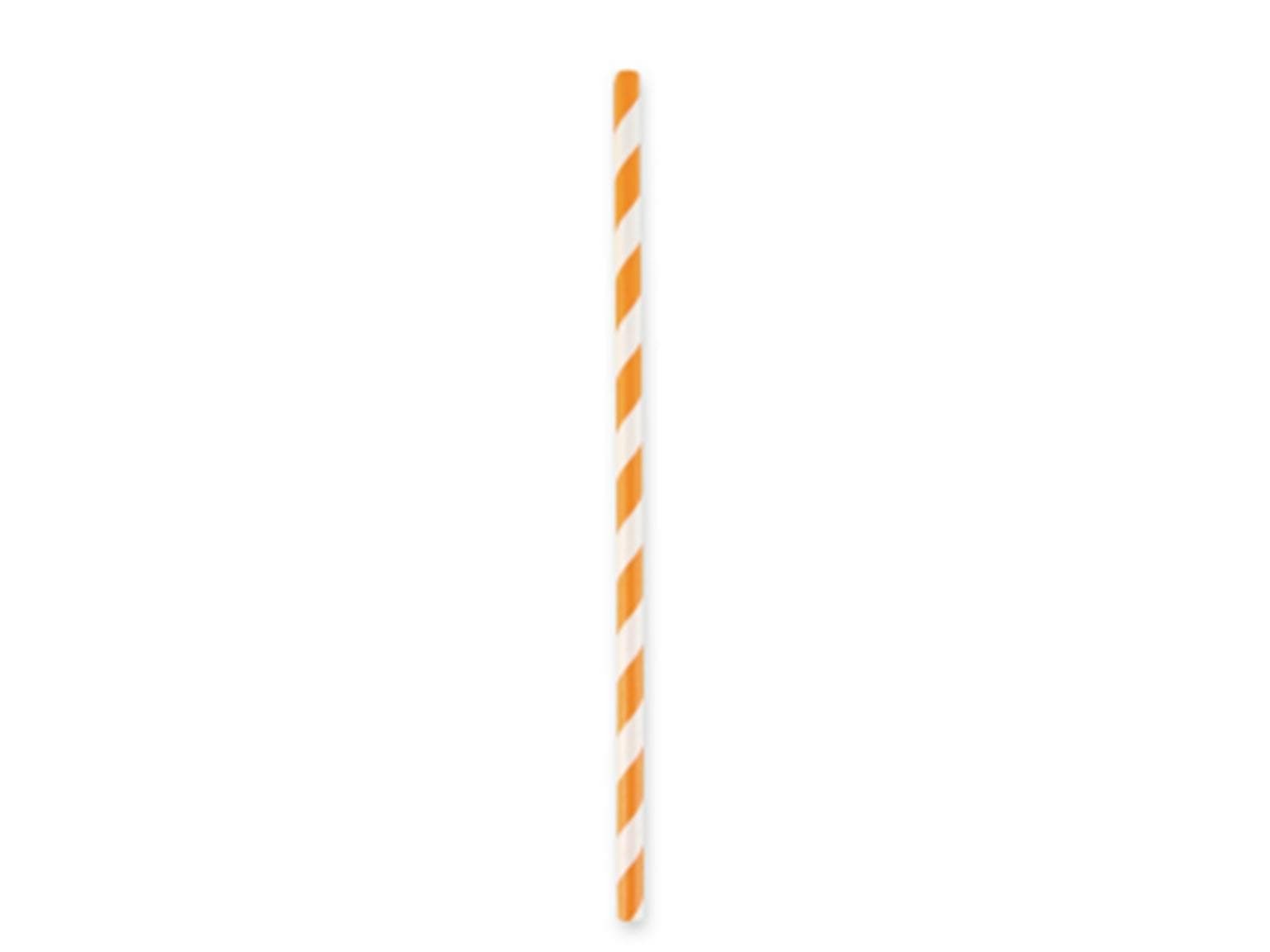 Pailles en papier droites, ø 6 mm, longueur 197 mm, couleur orange/blanc