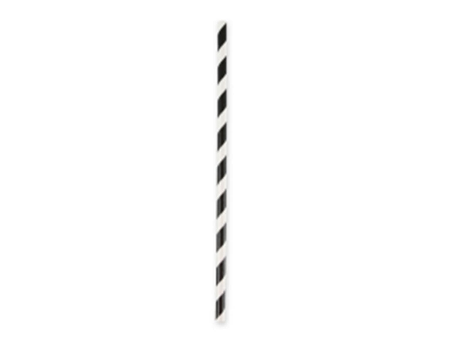 Pailles en papier droites, ø 6 mm, longueur 197 mm, couleur noir/blanc