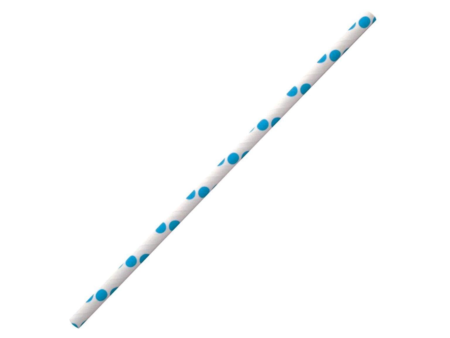 Pailles en papier droites, ø 6 mm, longueur 195 mm, couleur bleu/blanc