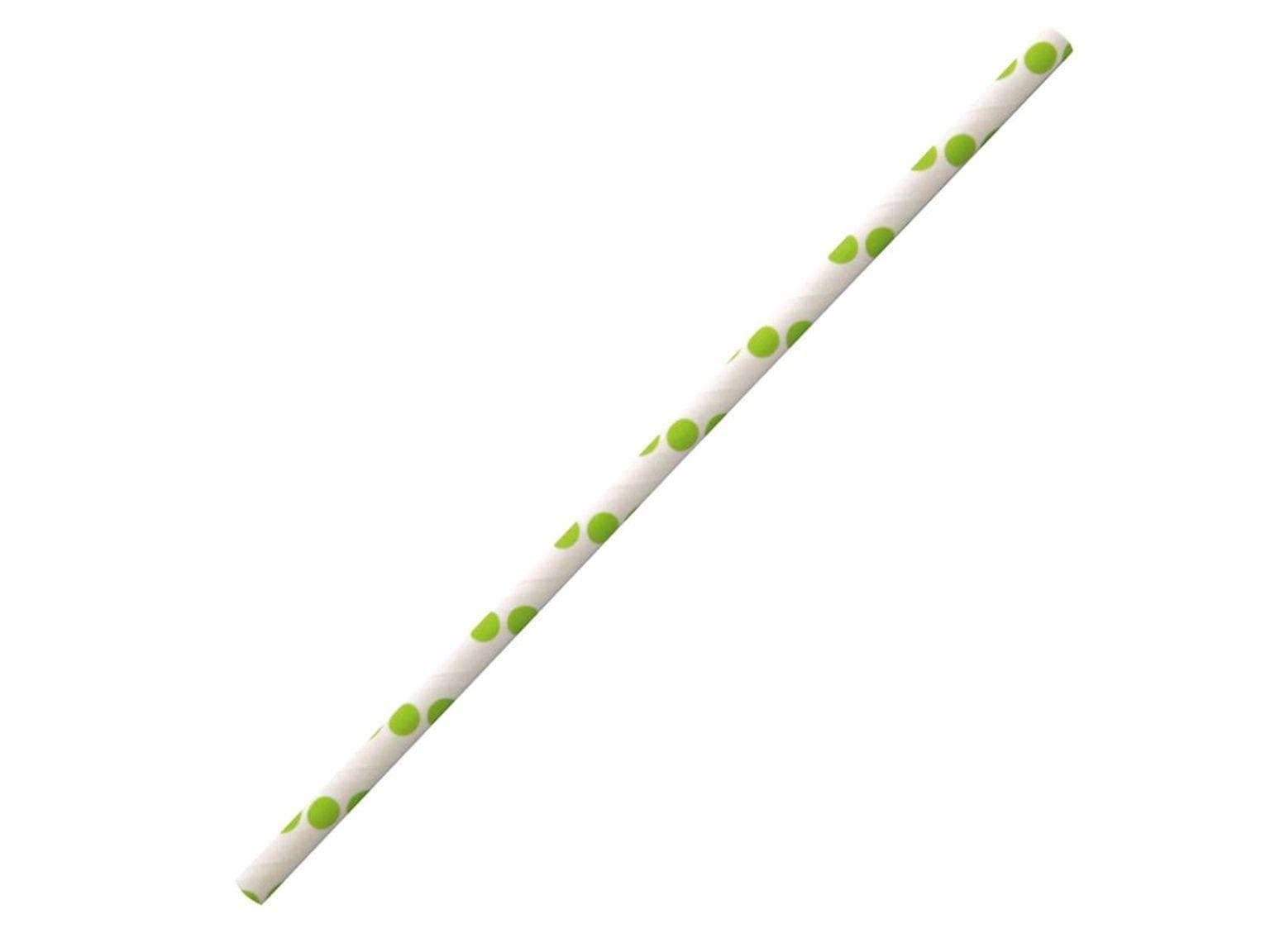 Pailles en papier droites, ø 6 mm, longueur 195 mm, couleur vert/blanc
