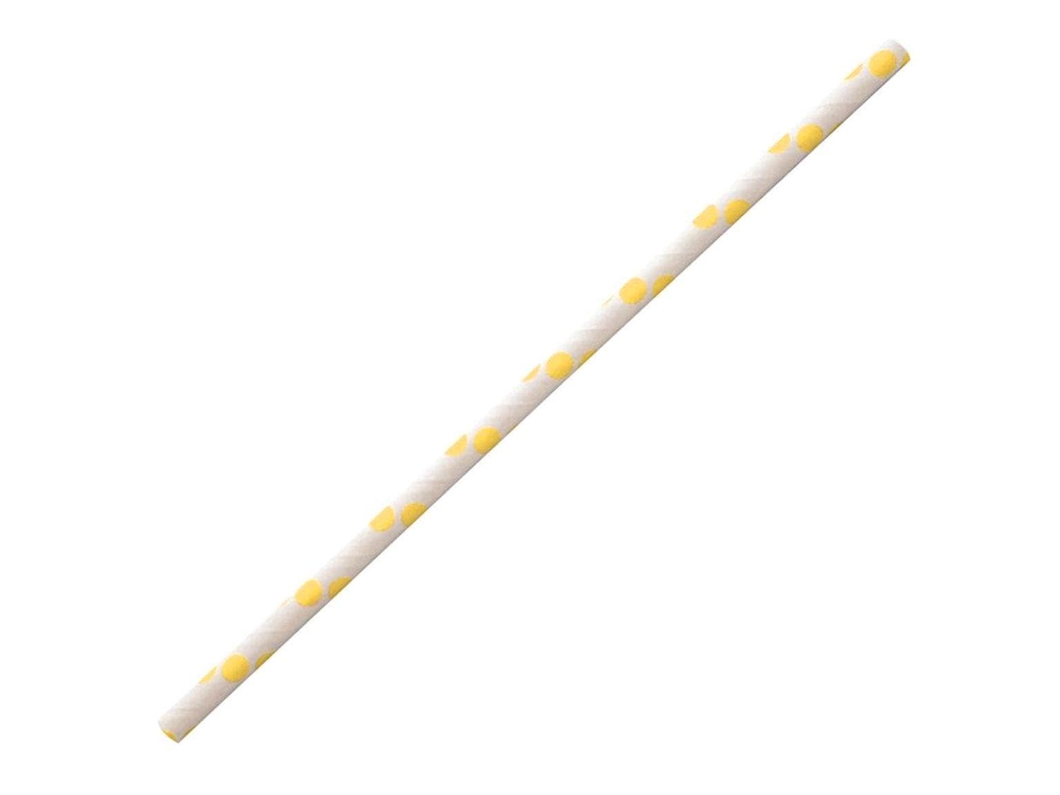 Cannucce di carta dritte, ø 6 mm, lunghezza 197 mm, colore giallo/bianco