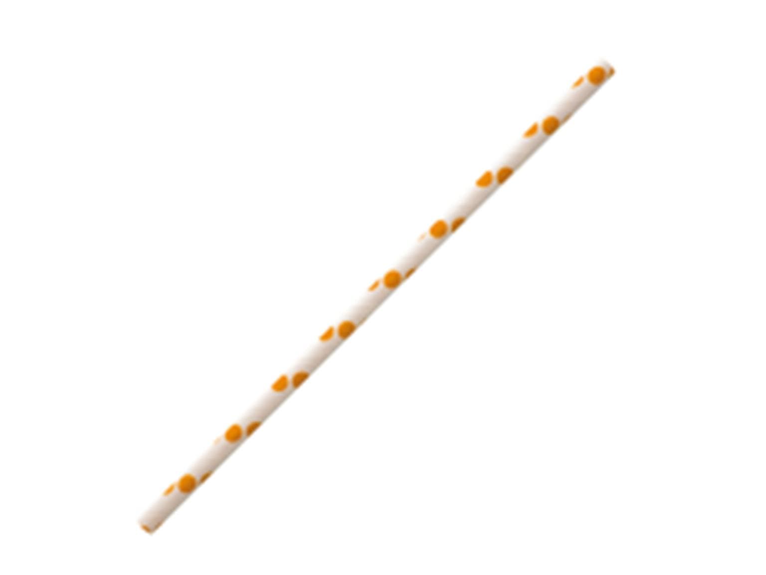 Pailles en papier droites, ø 6 mm, longueur 197 mm, couleur orange/blanc