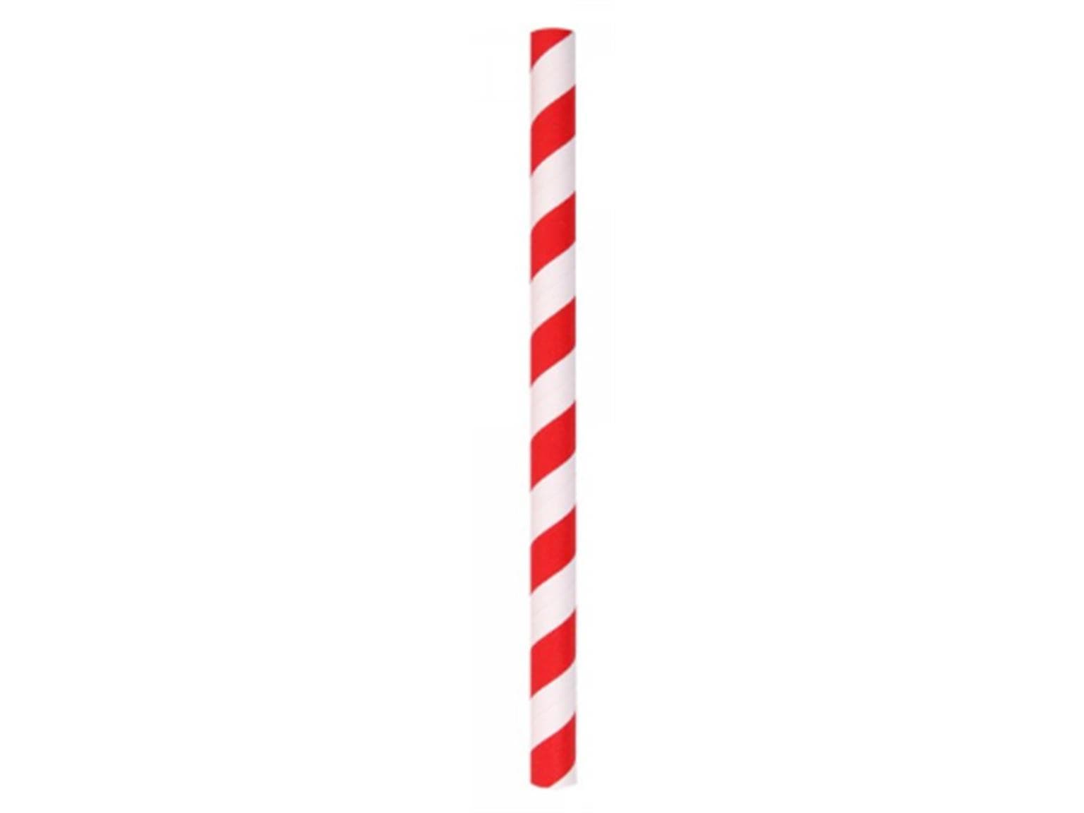 Cannucce di carta per cocktail dritte, ø 8 mm, lunghezza 130 mm, colore rosso/bianco