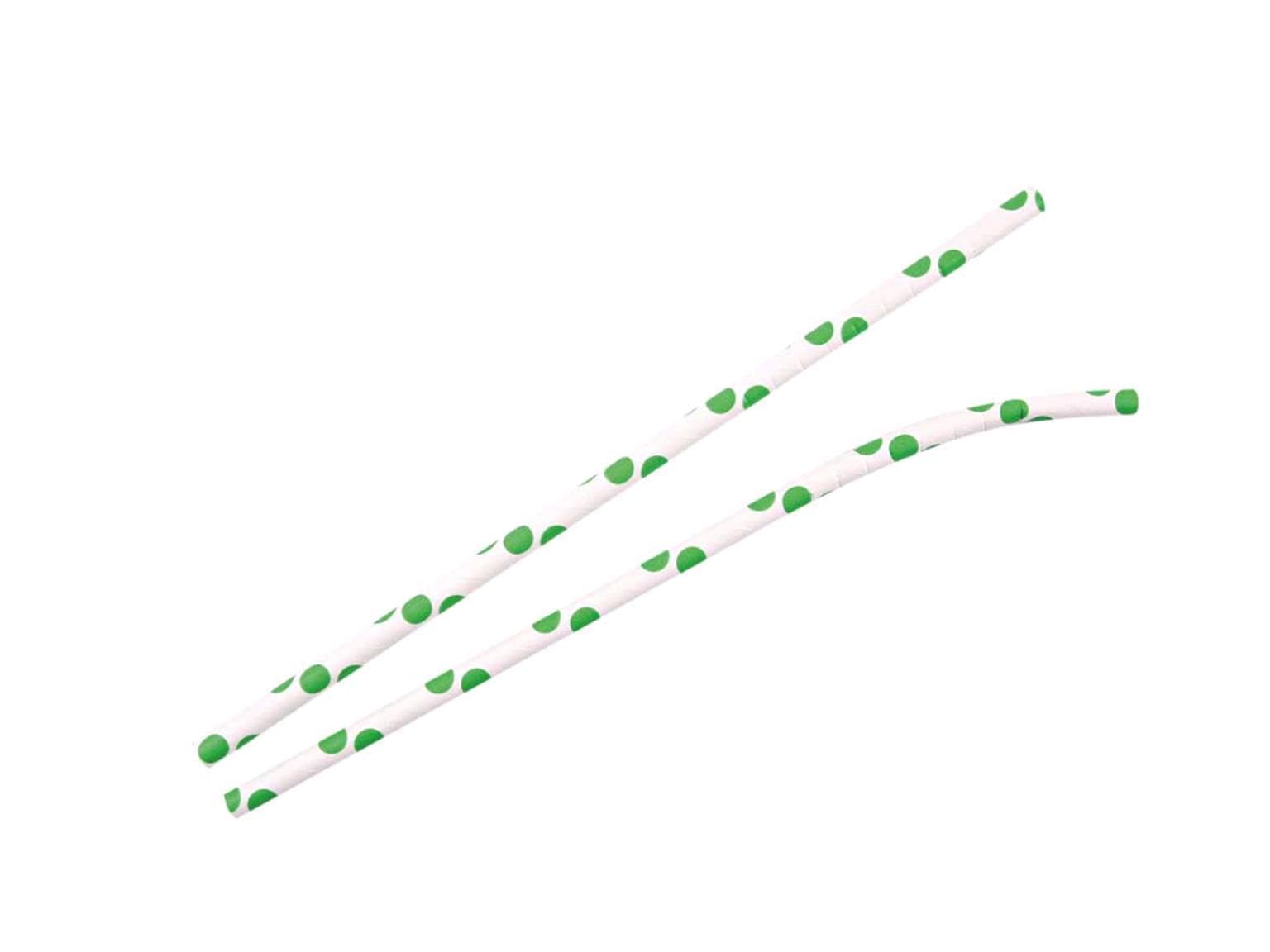 Pailles en papier courbées, ø 6 mm, longueur 197 mm, couleur vert/blanc