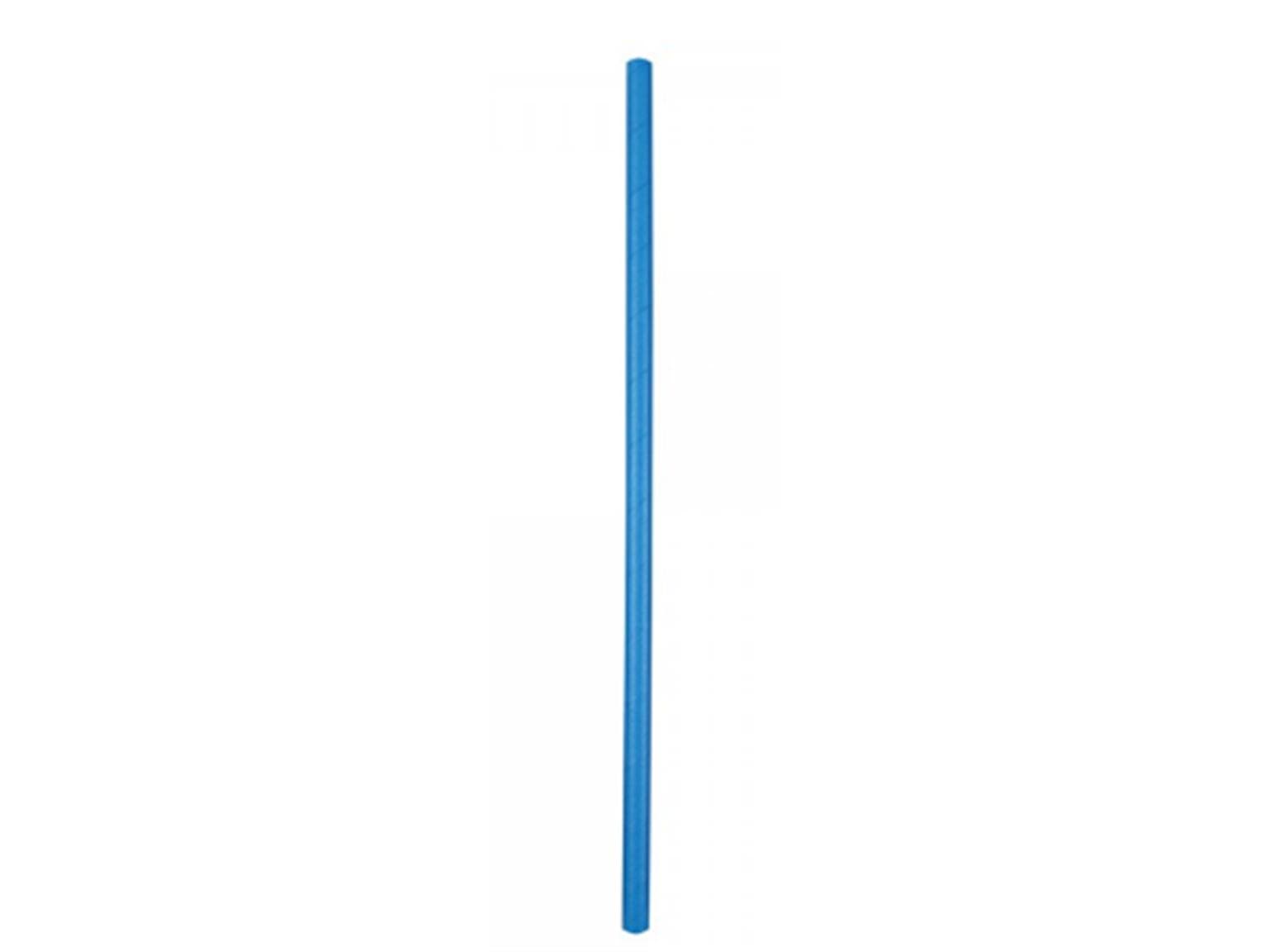 Pailles en papier droites, ø 8 mm, longueur 250 mm, bleu uni,