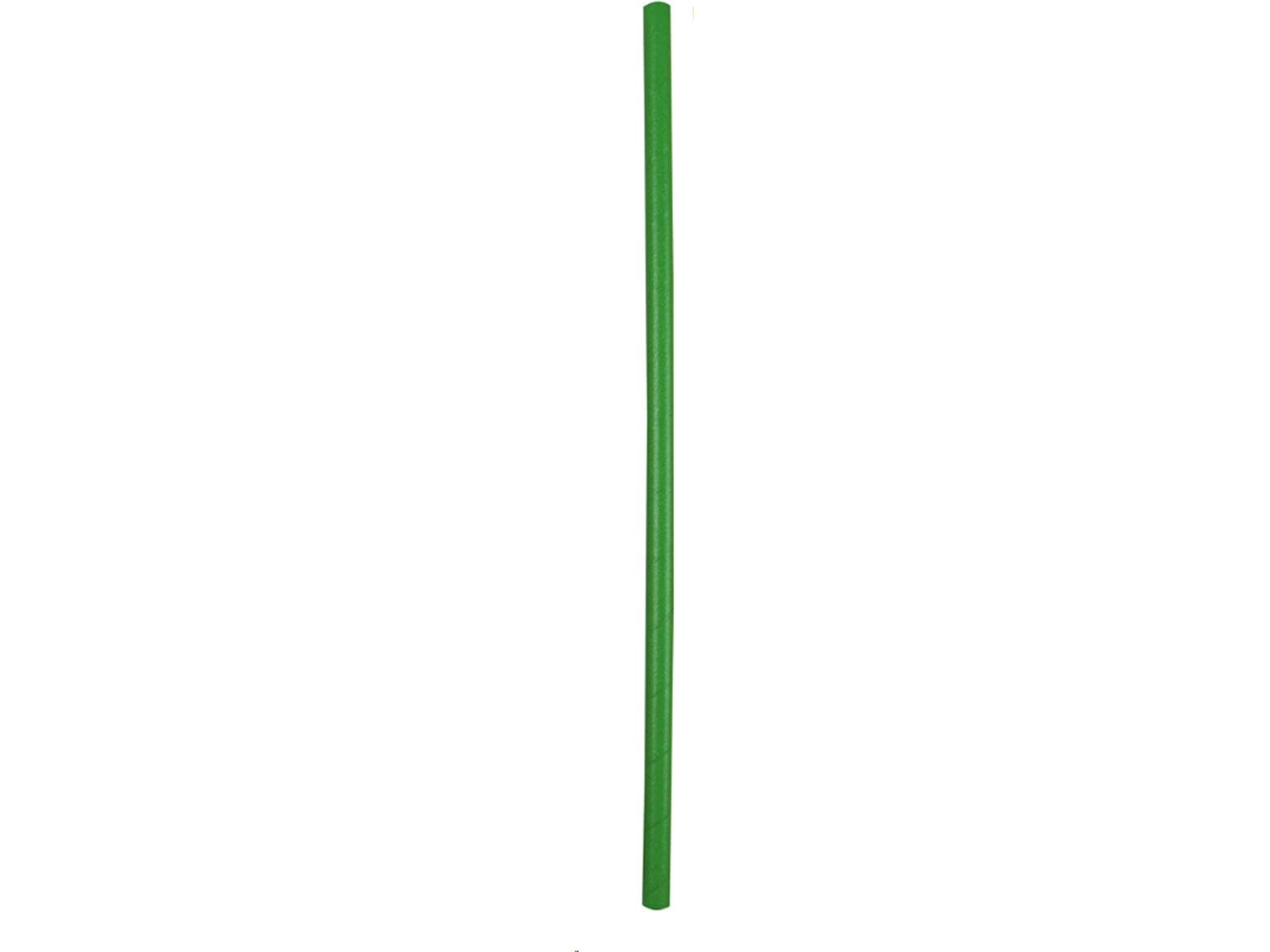 Pailles en papier droites, ø 8 mm, longueur 250 mm, vertes unies