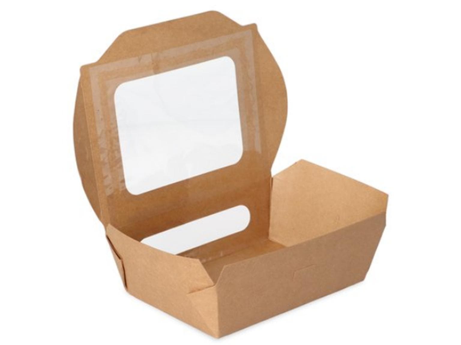Scatola per insalata in cartone kraft marrone, 2000 ml, 215 x 162 x 64 mm, interno