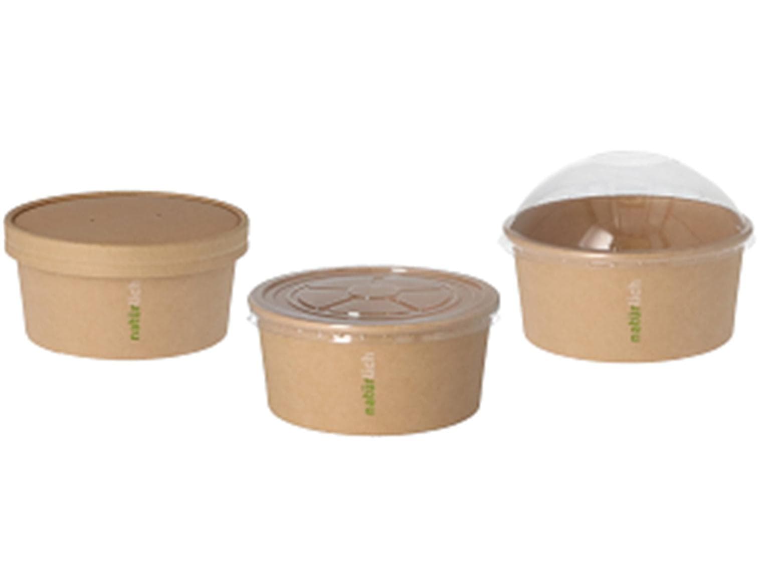 Vassoio porta-menù rotondo, in cartone kraft marrone, rivestito internamente in PE, 700 ml, dimensioni: