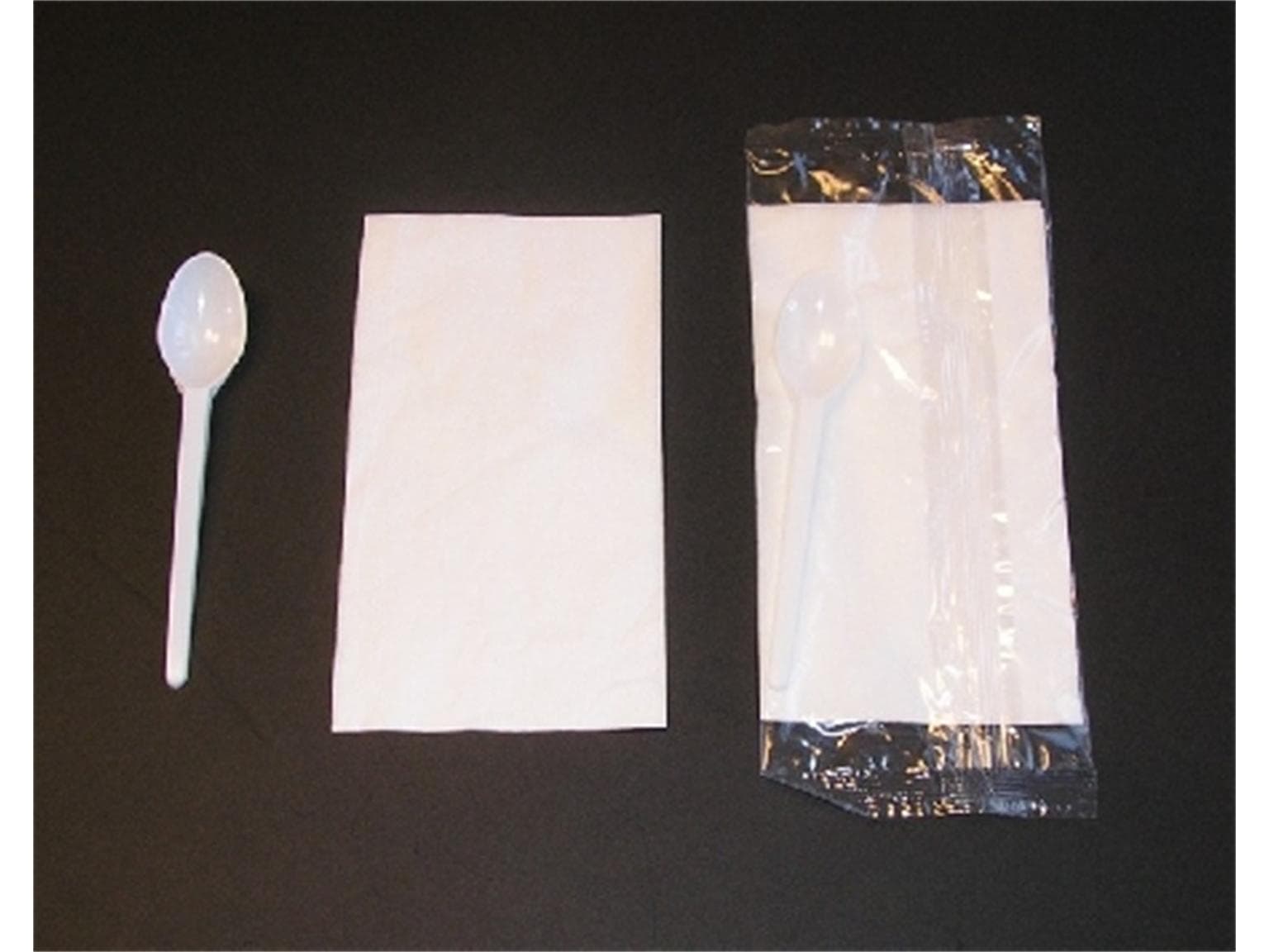 Set di posate, cucchiaino da caffè in plastica + tovagliolo