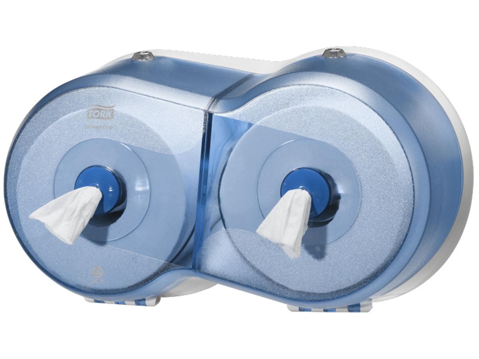 Tork SmartOne, Mini dispenser doppio rotolo H173 x P402 x L230 mm, blu, plastica,