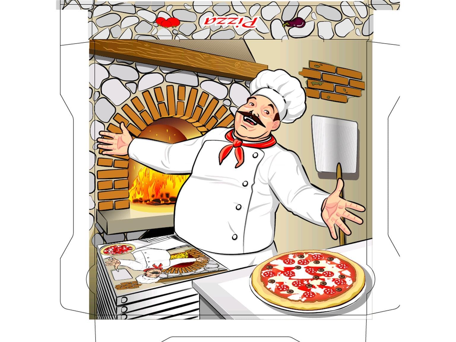 Scatola per pizza 33 x 33 x 4 cm qualità KBSKB, stampa neutra