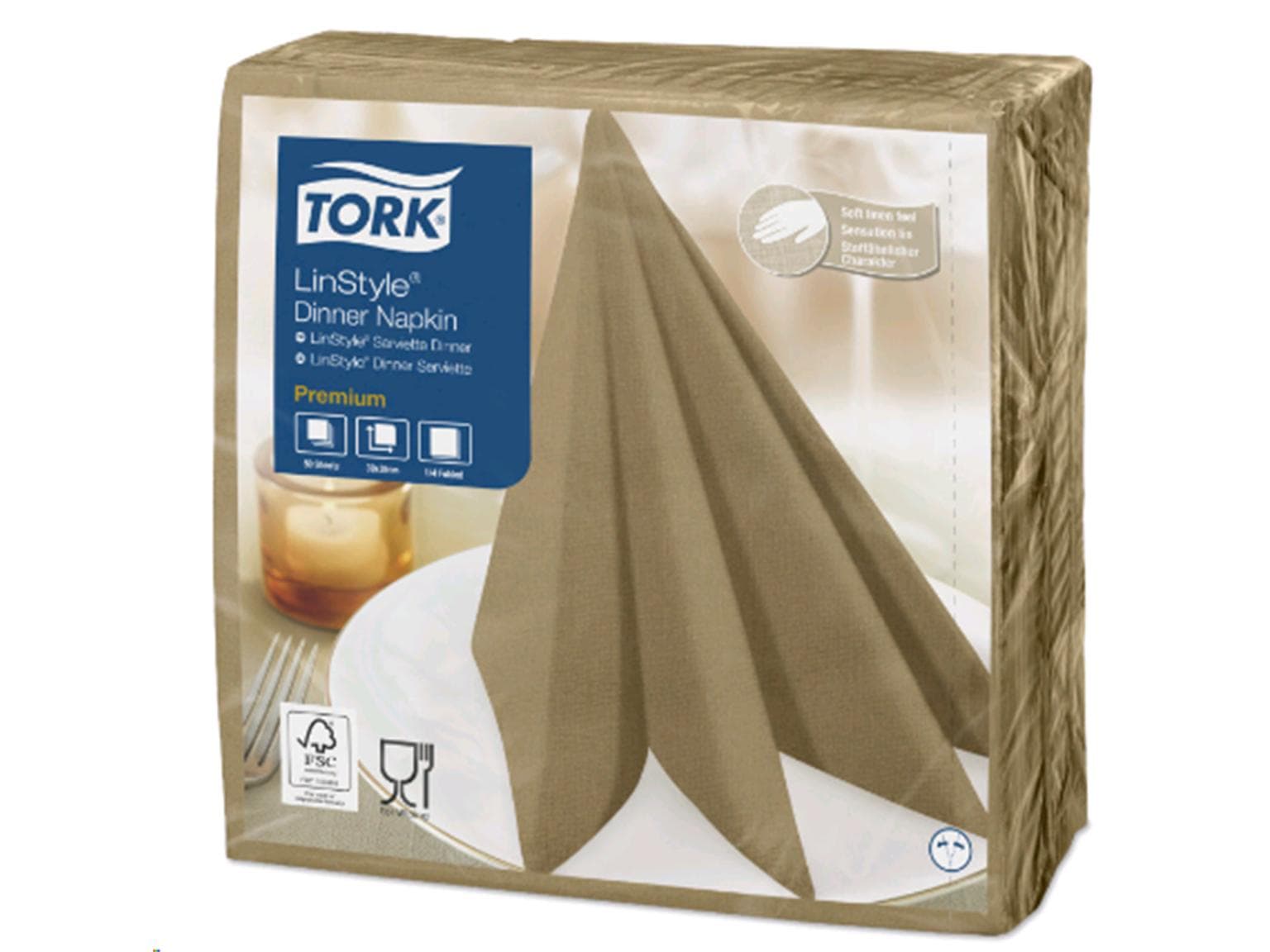 Tovaglioli Tork LinStyle Dinner, tovaglioli 39 x 39 cm, piegati 1/4,