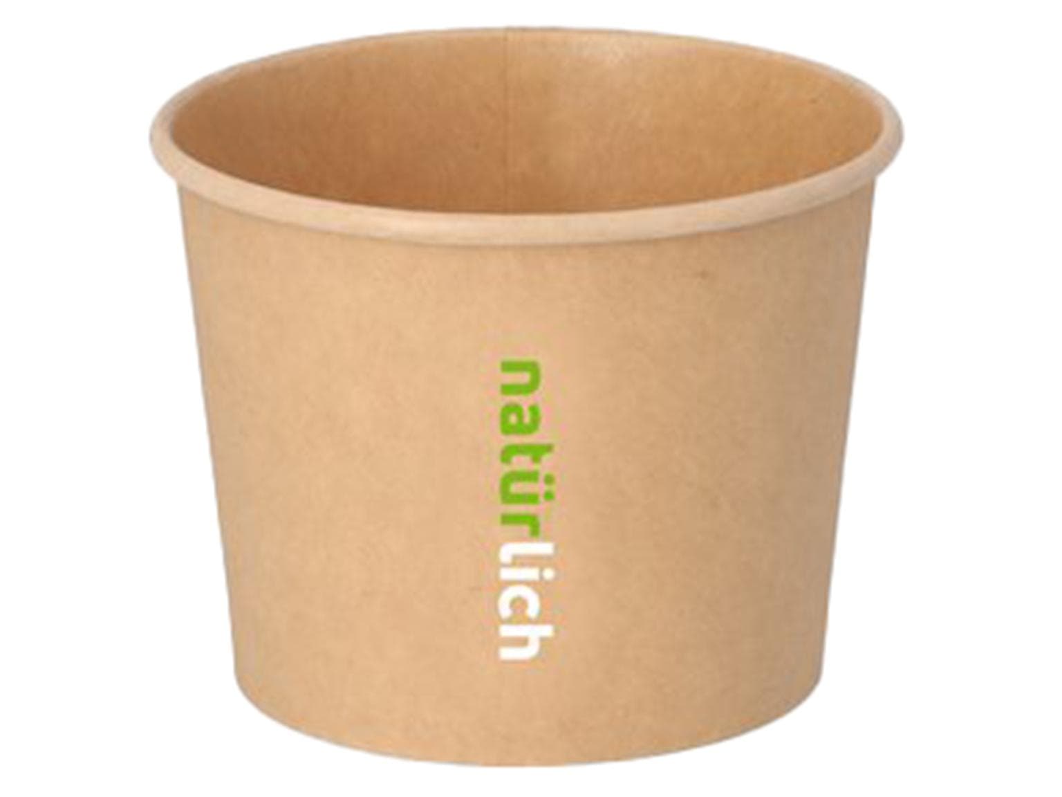 Coppetta gelato rotonda in carta kraft marrone, 390 ml, ø 110 mm, altezza 83 mm,