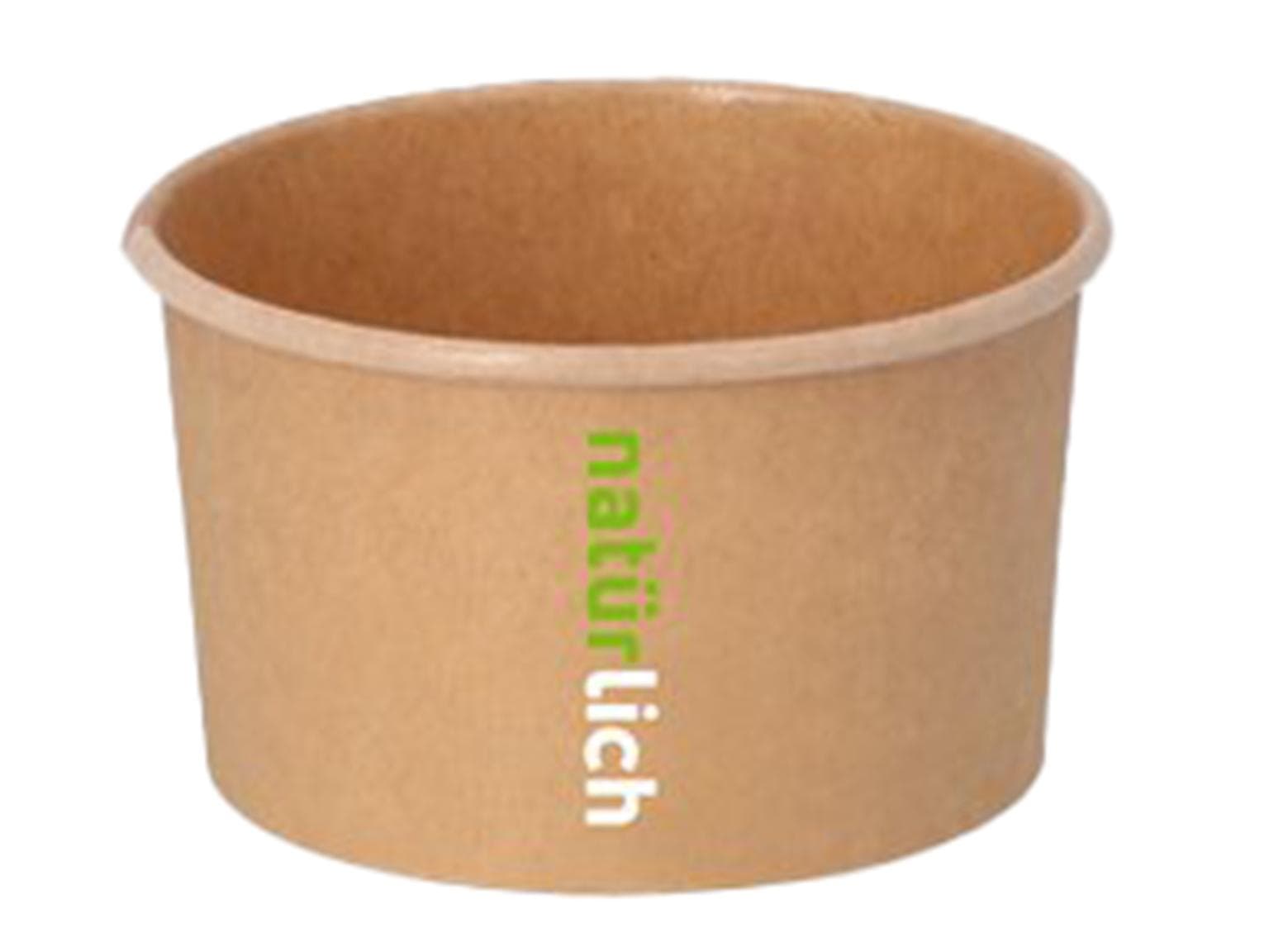 Coppetta gelato rotonda in carta kraft marrone, 140 ml, ø 88 mm, altezza 50 mm,