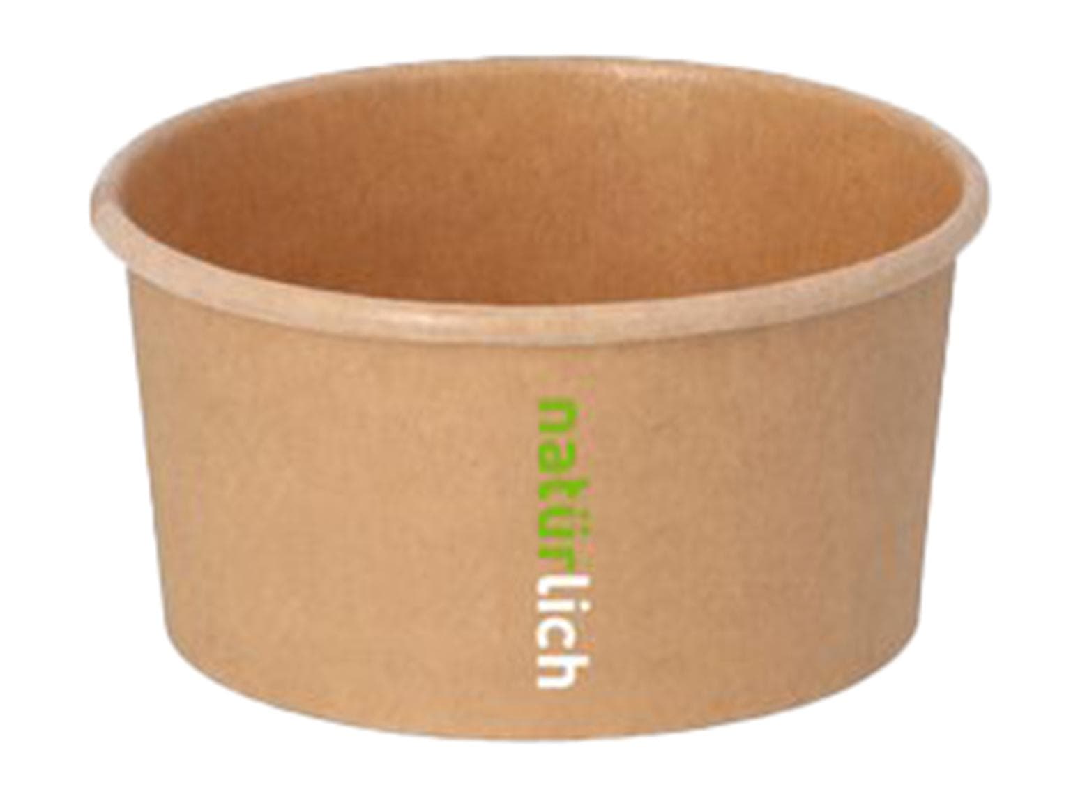 Coppetta gelato rotonda in carta kraft marrone, 170 ml, ø 96 mm, altezza 49 mm,
