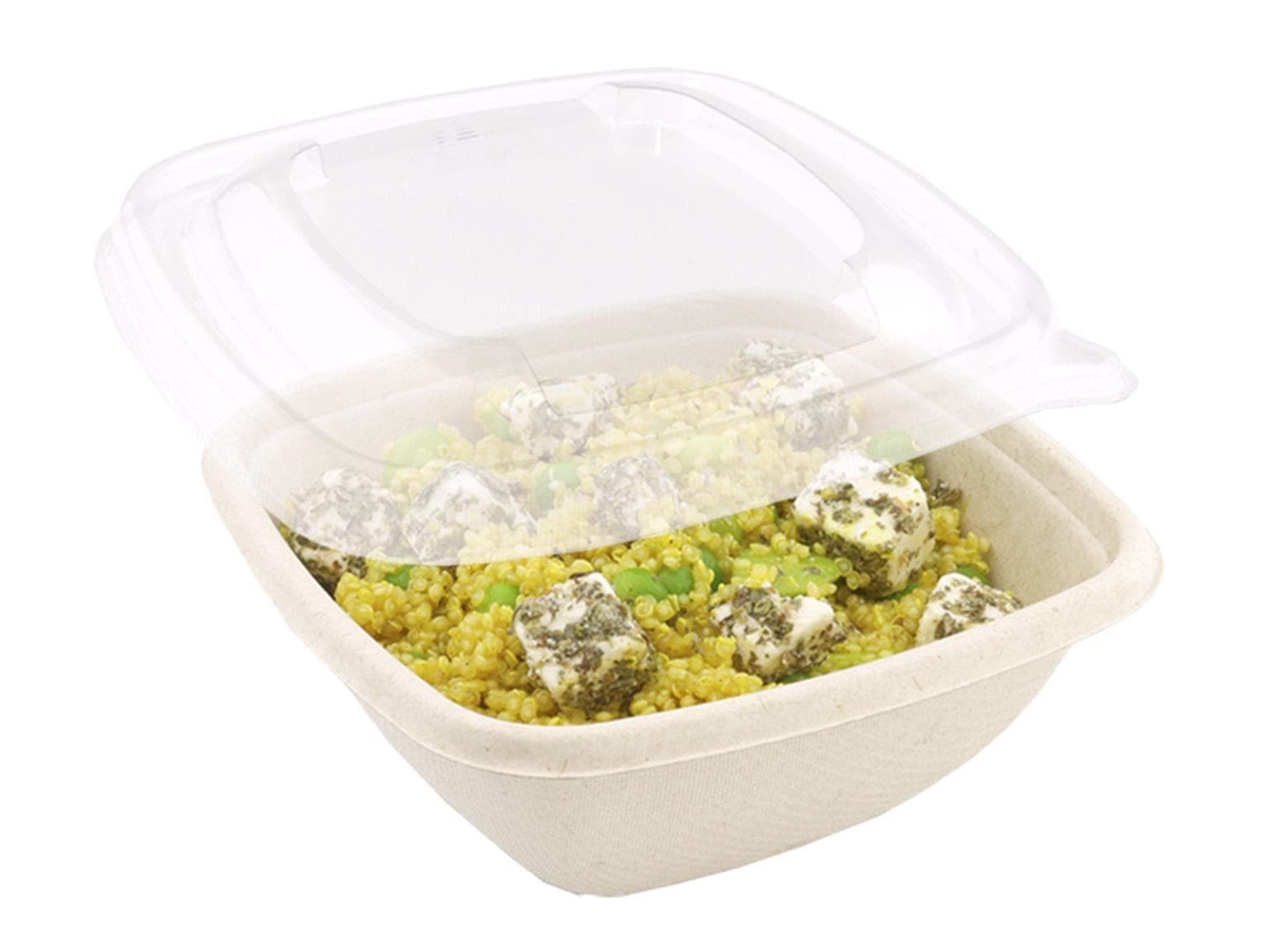 Saladier en bagasse, carré, 13 x 13 x 5 cm, 375 ml, naturel