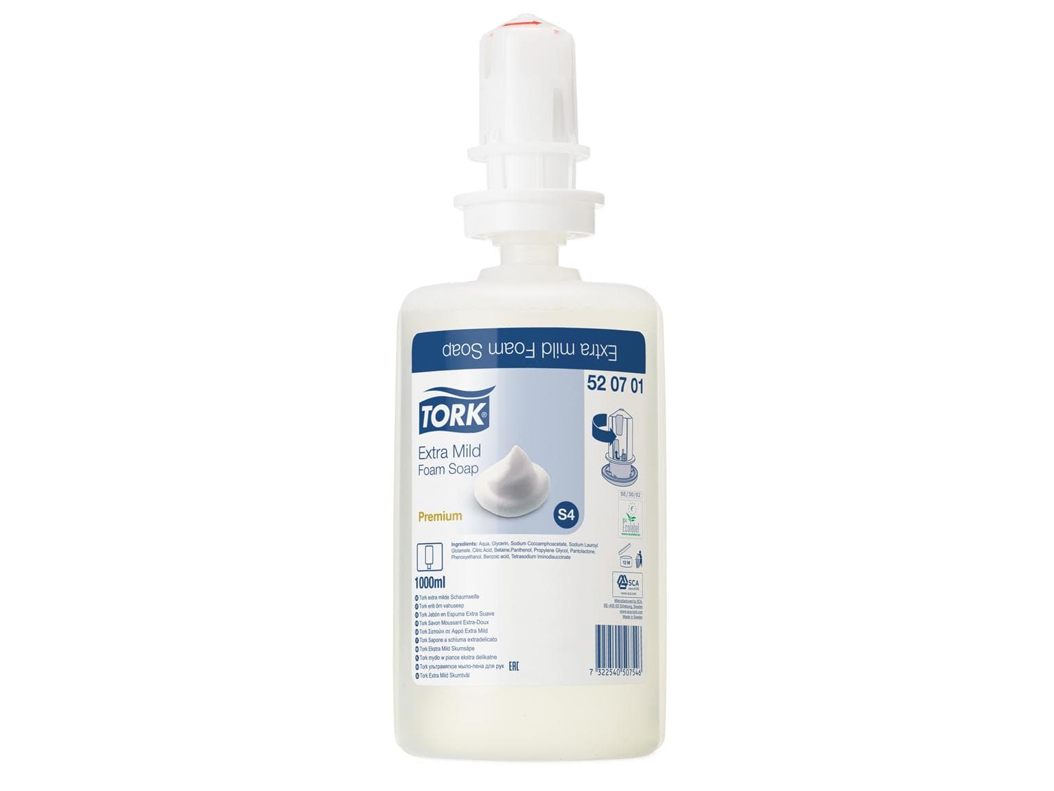Schaumseife Tork Premium, 1 Liter Flasche, weiss, extra mild, unparfümiert