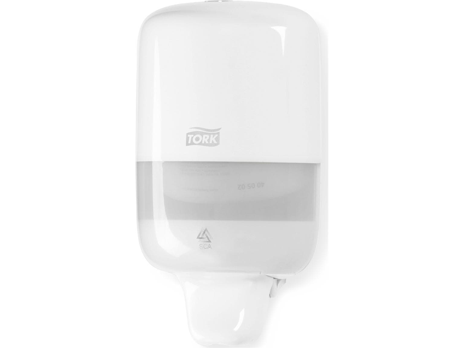 Distributeur de savon Tork Elevation Mini S2 en plastique blanc, H211 x L112 x P114 mm,