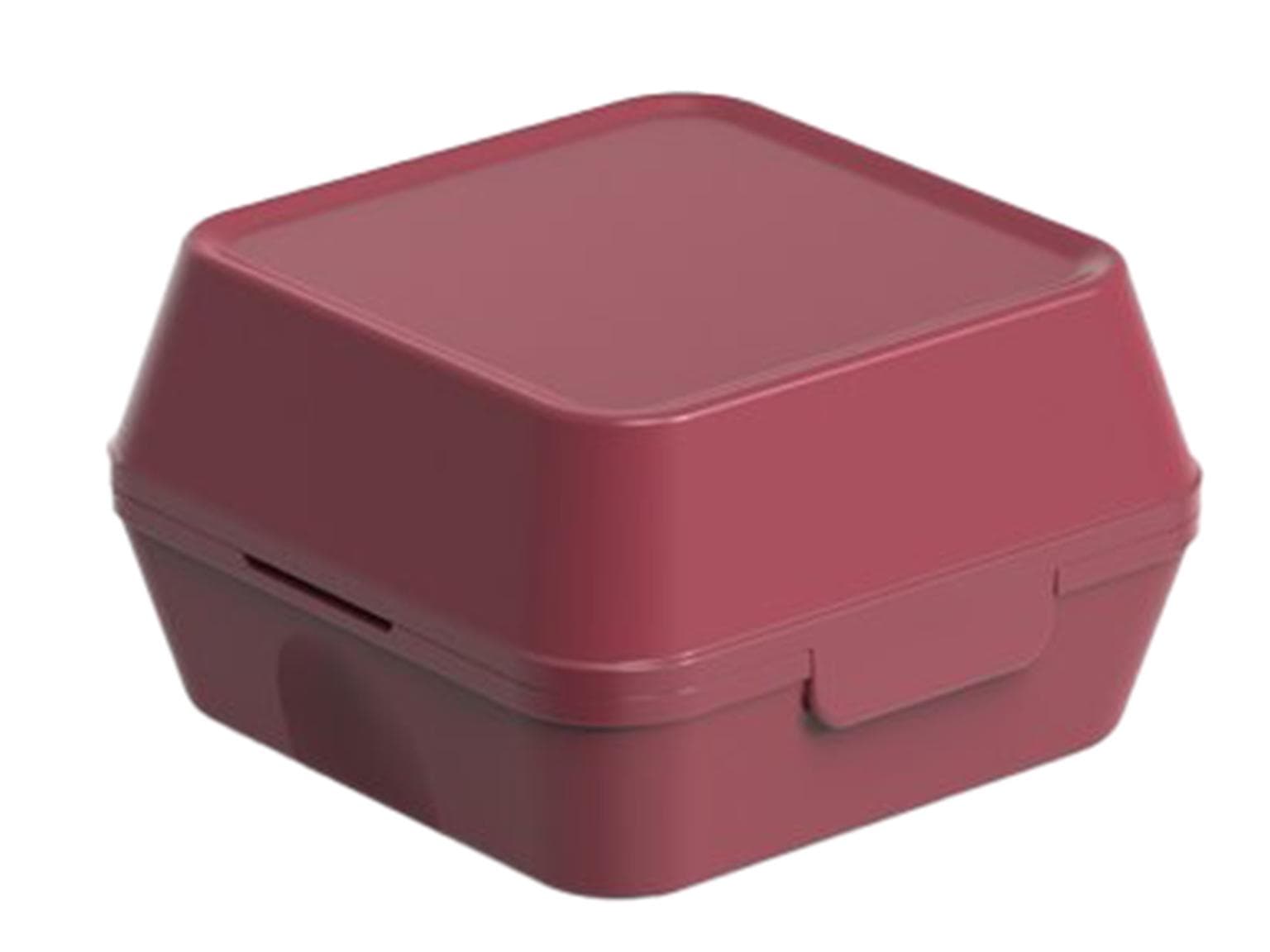 Burger Box, misura M, 115 x 115 x 82 mm, rosso granato, in plastica