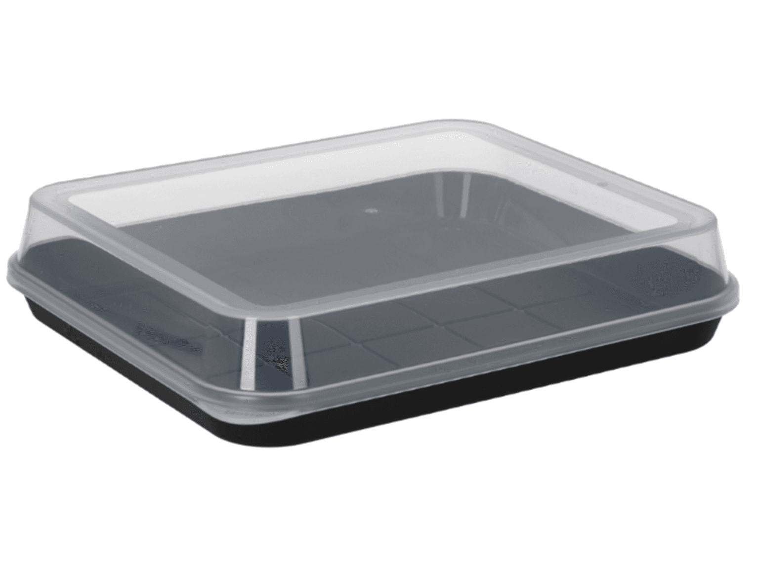 Scatola per sushi, misura L, 242 x 208 x 53 mm, nera, in plastica