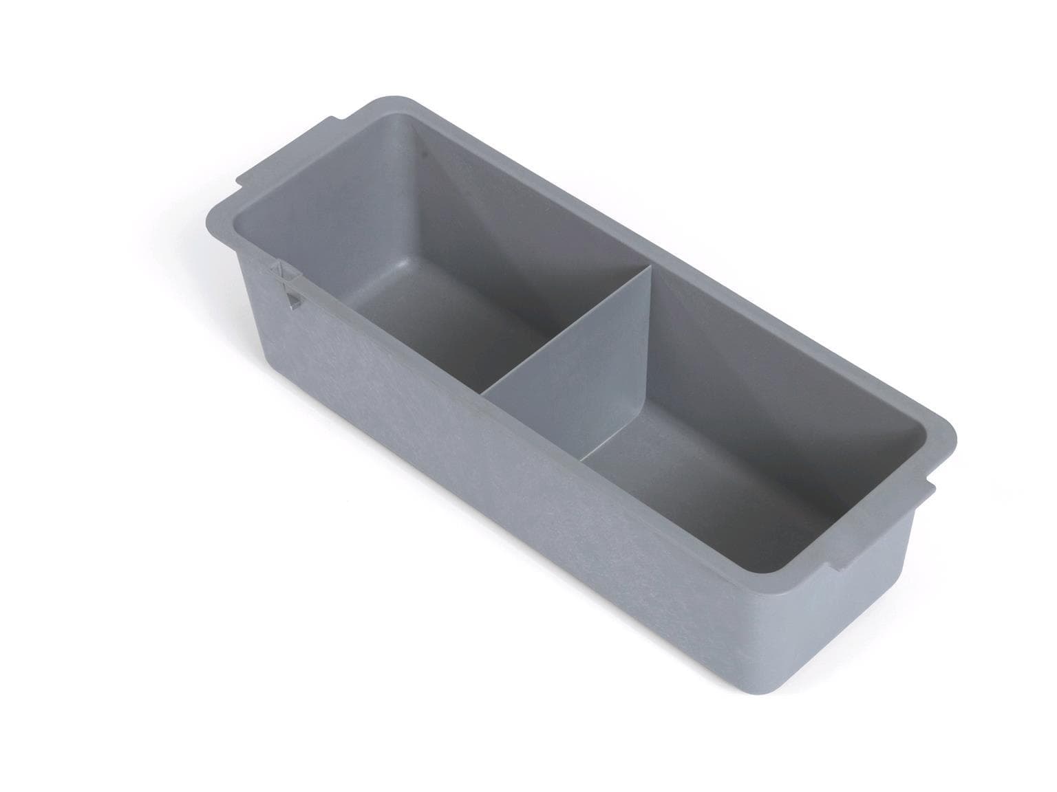 Vassoio portaoggetti stretto profondo 120 mm con divisori, grigio