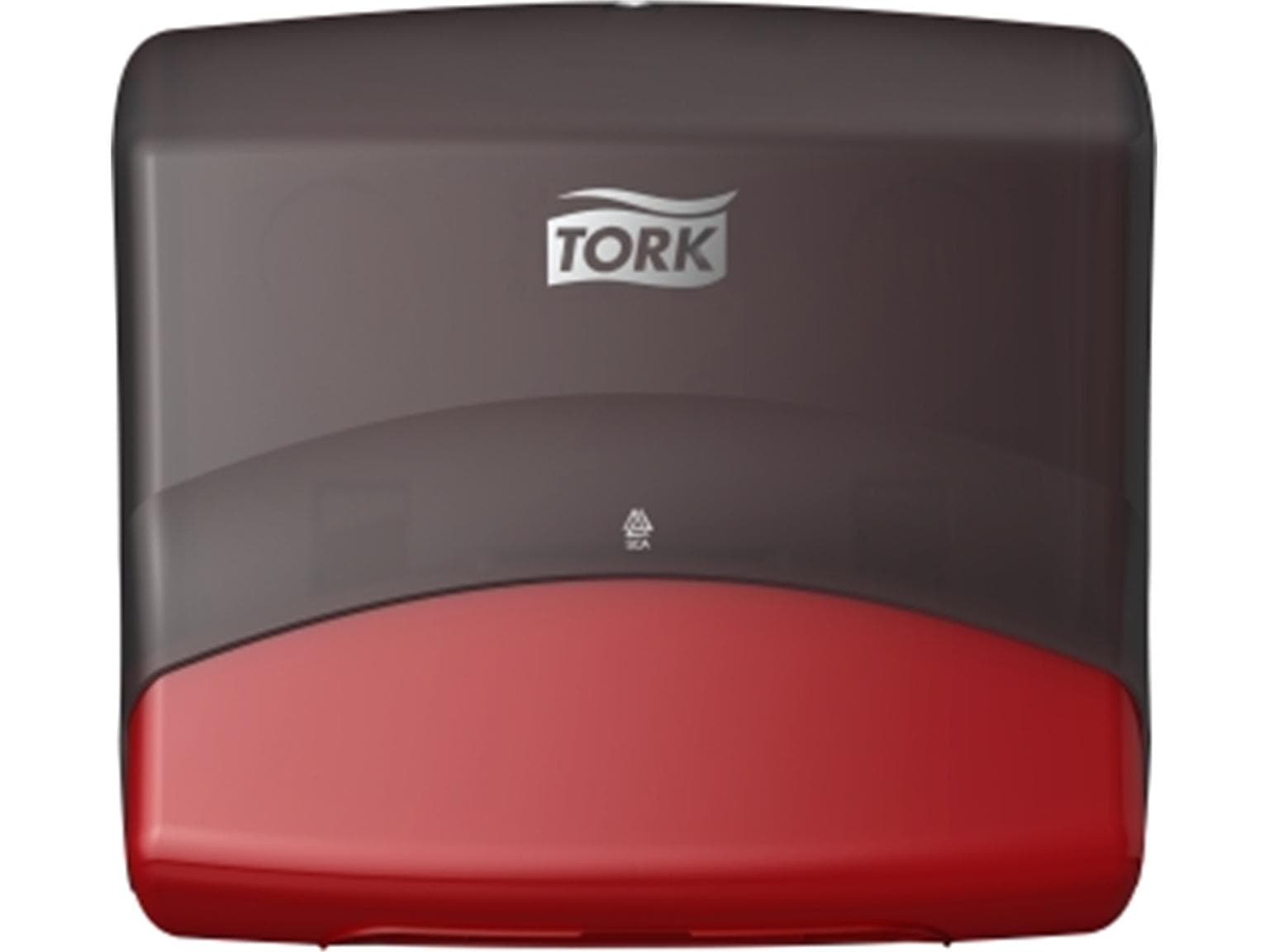 Distributore singolo di fazzoletti Tork Performance nero + rosso, A394 x L427 x P206 mm,
