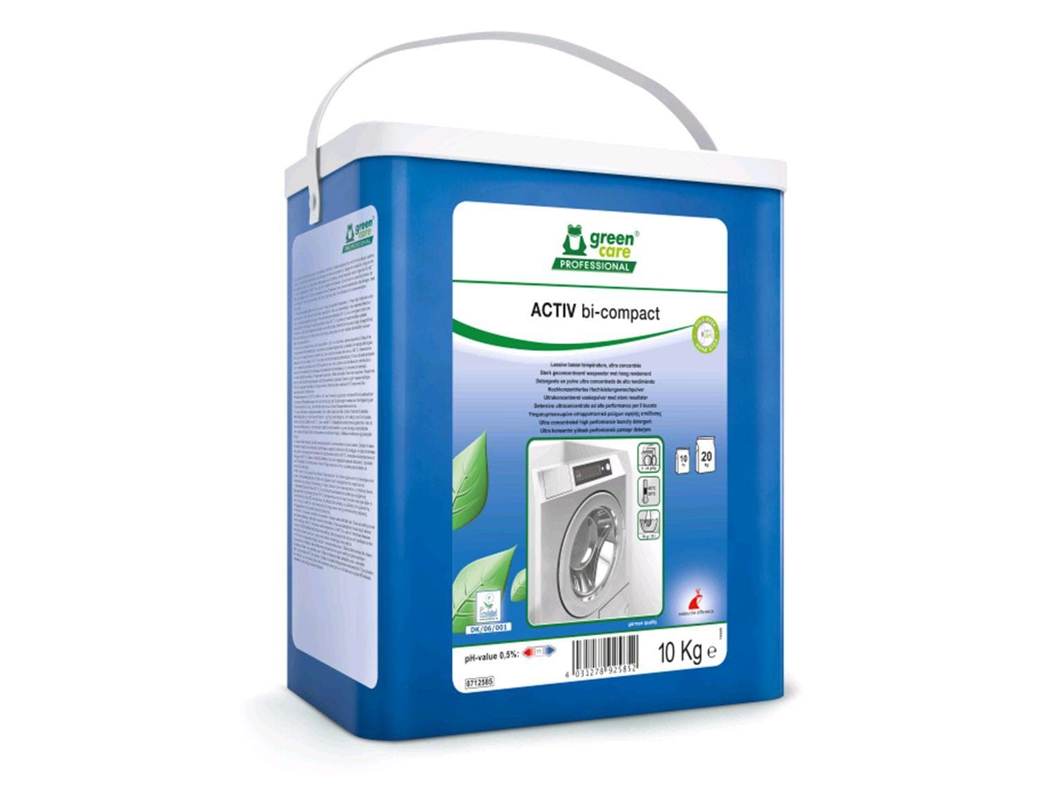 Lessive en poudre haute performance ACTIV bicompact, fût de 10 kg, Ecolabel européen